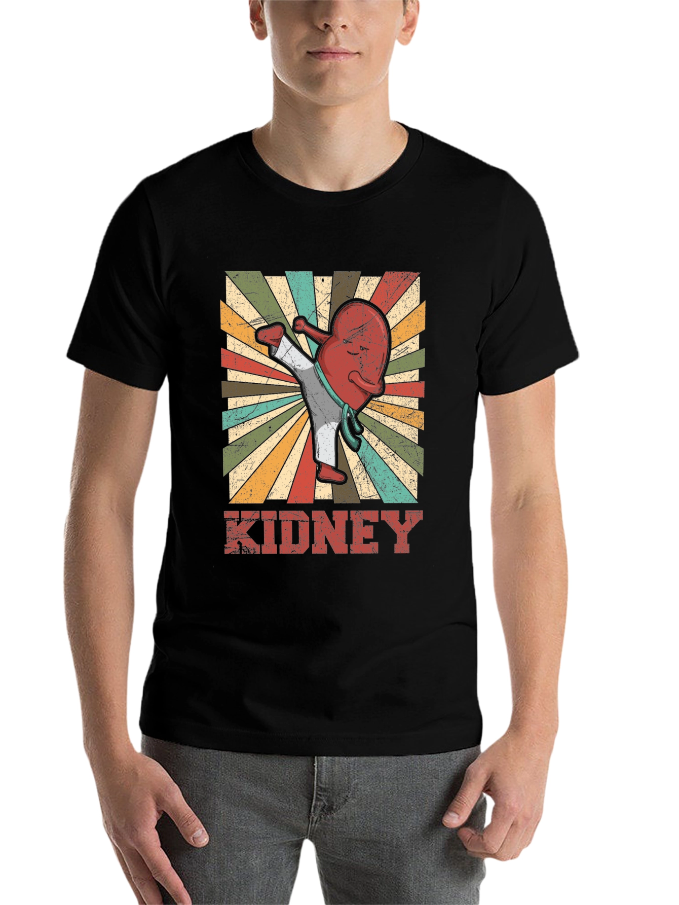 Black Karate Kidney T-Shirt - Funny Anatomy Tee view 7