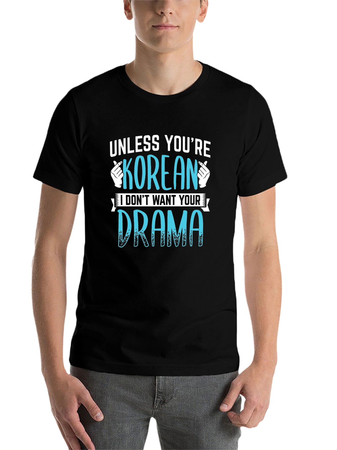 Black Funny Korean Drama T-Shirt - Unisex view 7