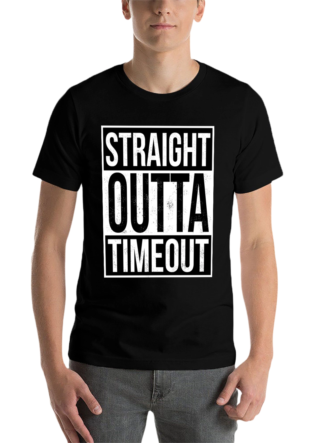 Black Straight Outta Timeout Graphic T-Shirt view 7