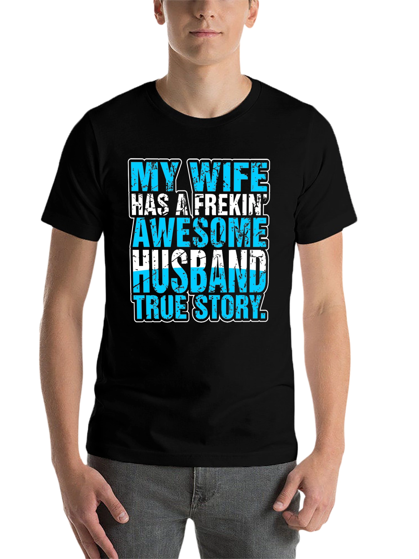 Black My Wife Awesome Husband T-Shirt Funny Graphic Tee view 7