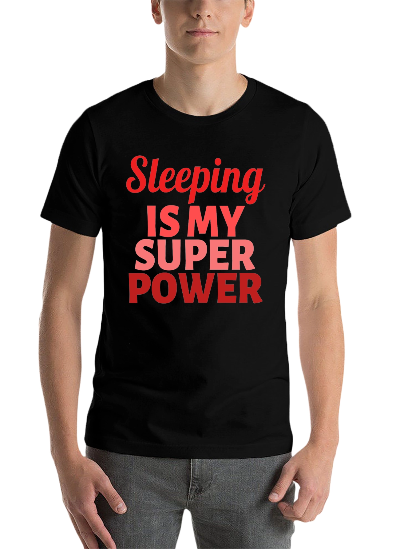 Black Sleeping Is My Superpower Graphic T-Shirt - Men's view 7