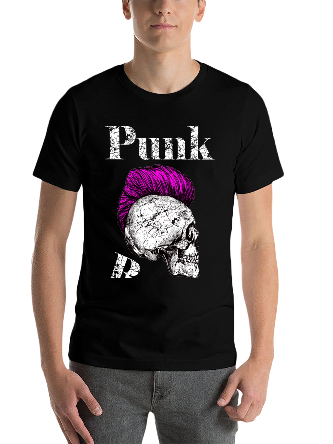 Black Punk Skull Graphic Tee - Edgy Fashion Statement view 7