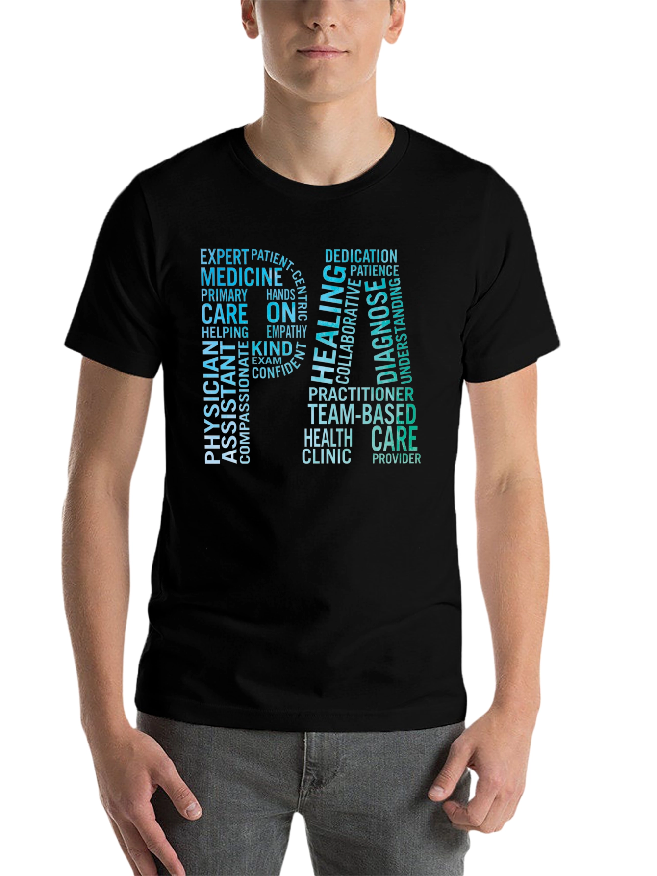 Black RN Word Cloud T-Shirt - Medical Professional Tee view 7