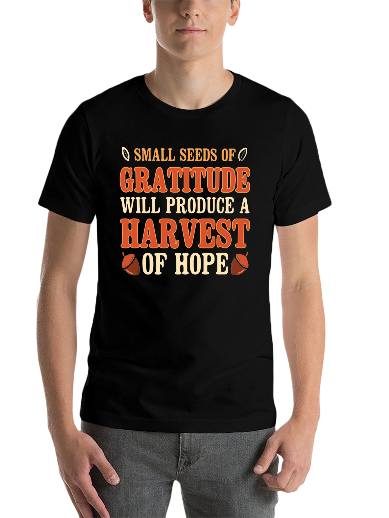 Black Gratitude Harvest T-Shirt - Inspirational Graphic Tee view 7