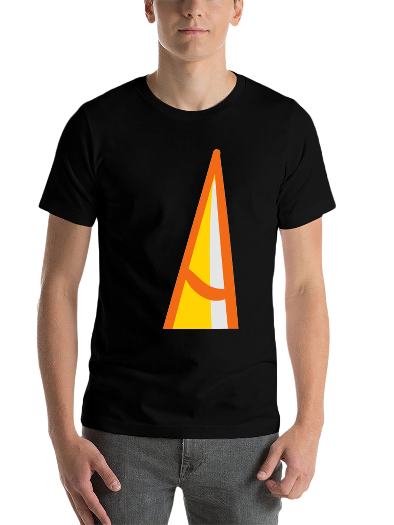 Black Geometric Triangle Graphic Black T-Shirt view 7