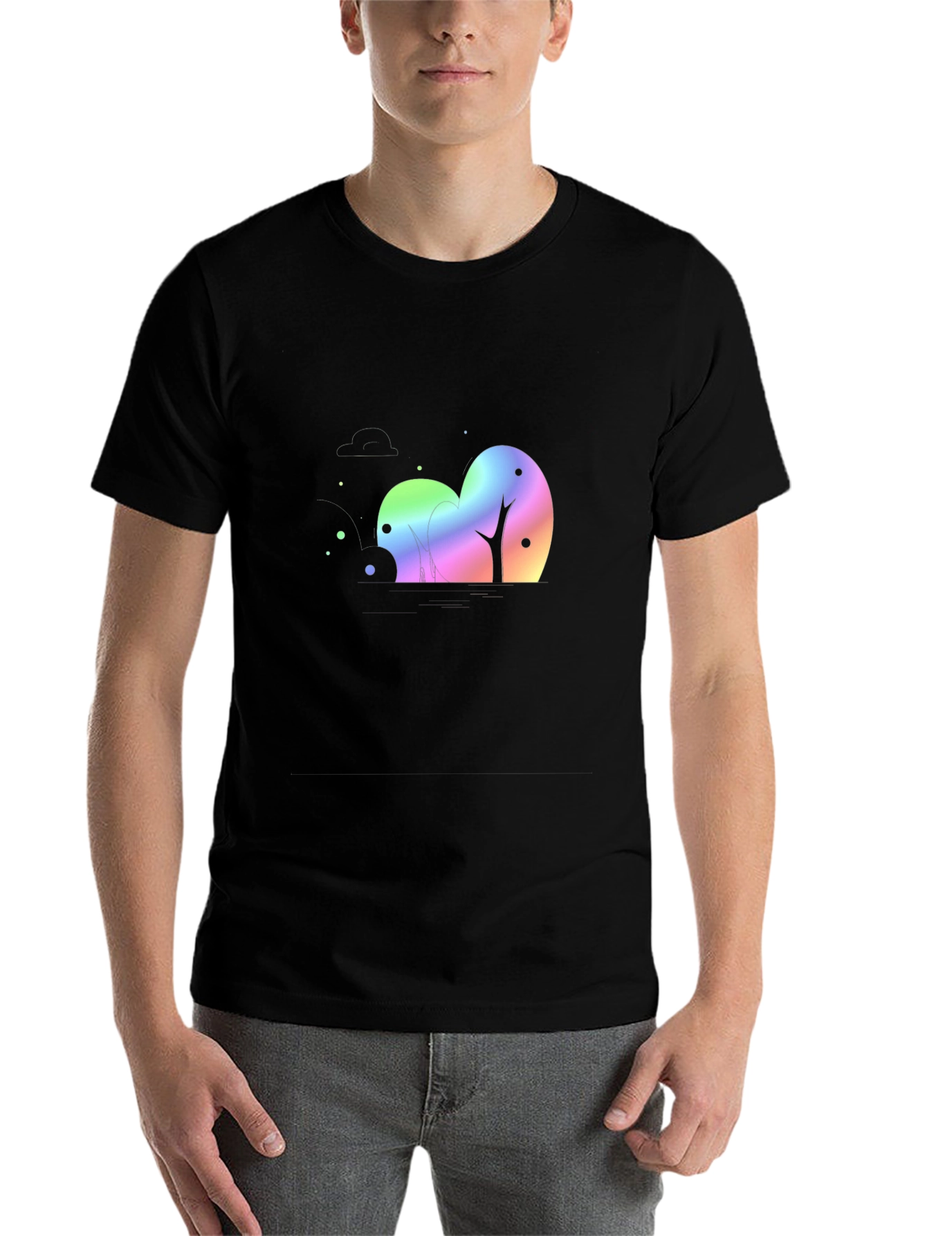 Black Rainbow Trees Black T-Shirt view 7