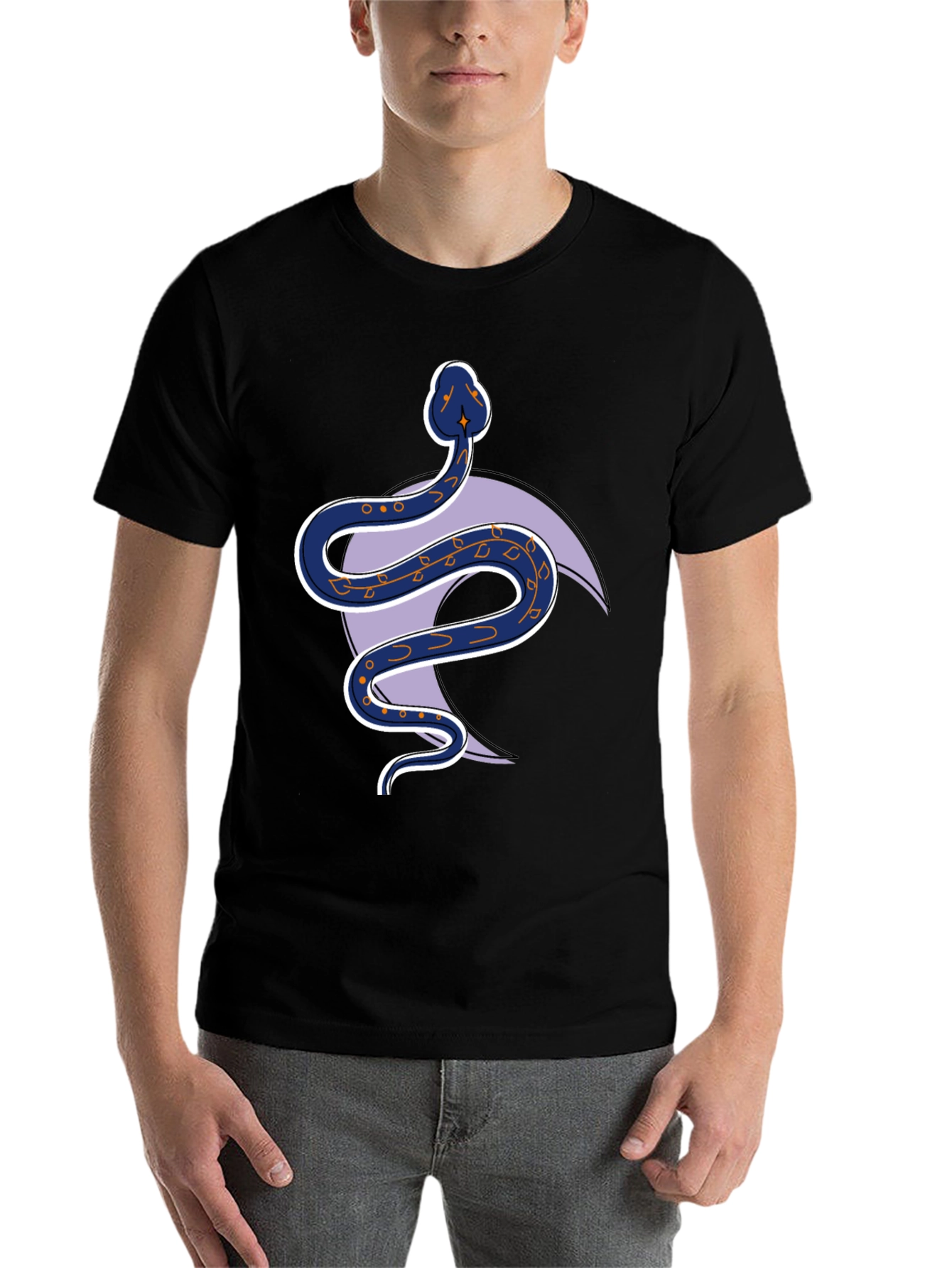 Black Snake and Crescent Moon Graphic Tee view 7