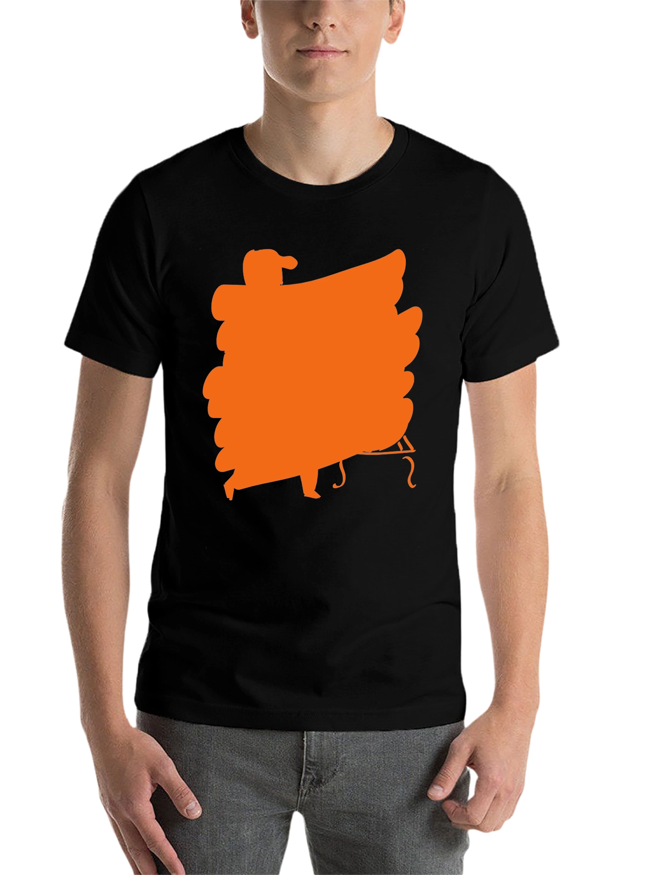 Black Black T-Shirt with Orange Musician Graphic view 7