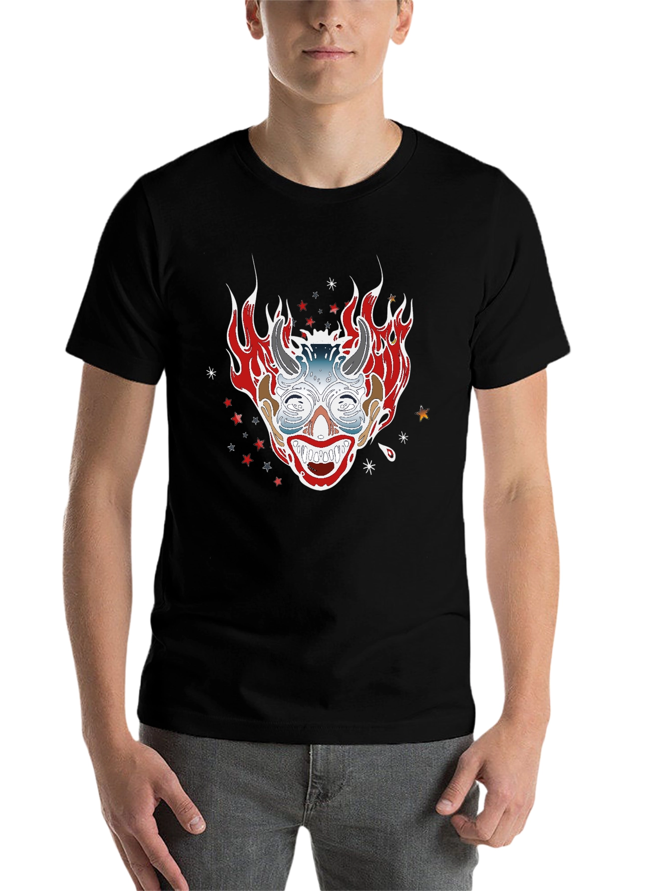 Black Fiery Clown Graphic Tee - Black view 7