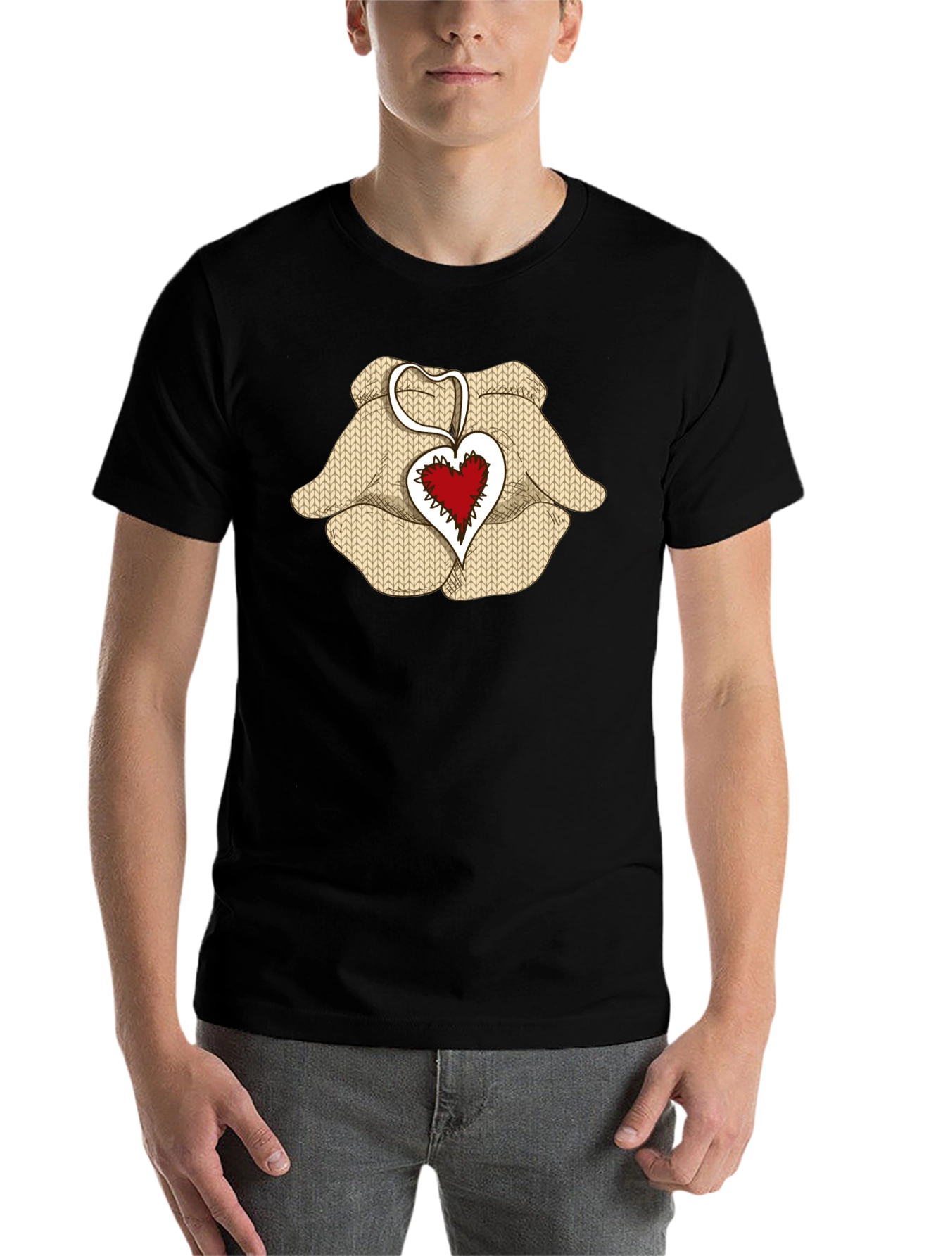 Black Heart Hands Graphic Tee - Black Cotton Blend view 7