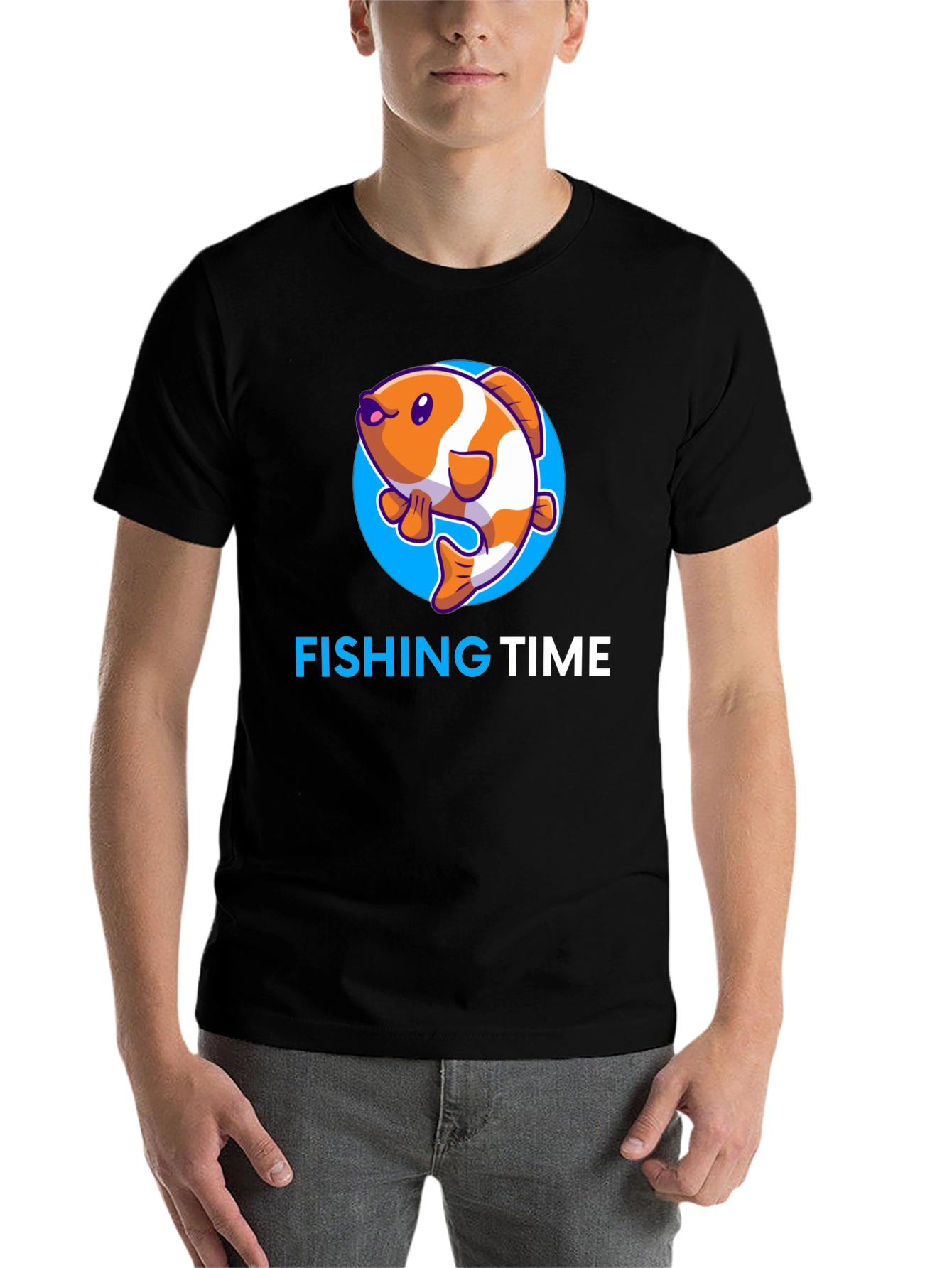 Black Fishing Time Graphic Tee - Black Cotton Shirt view 7