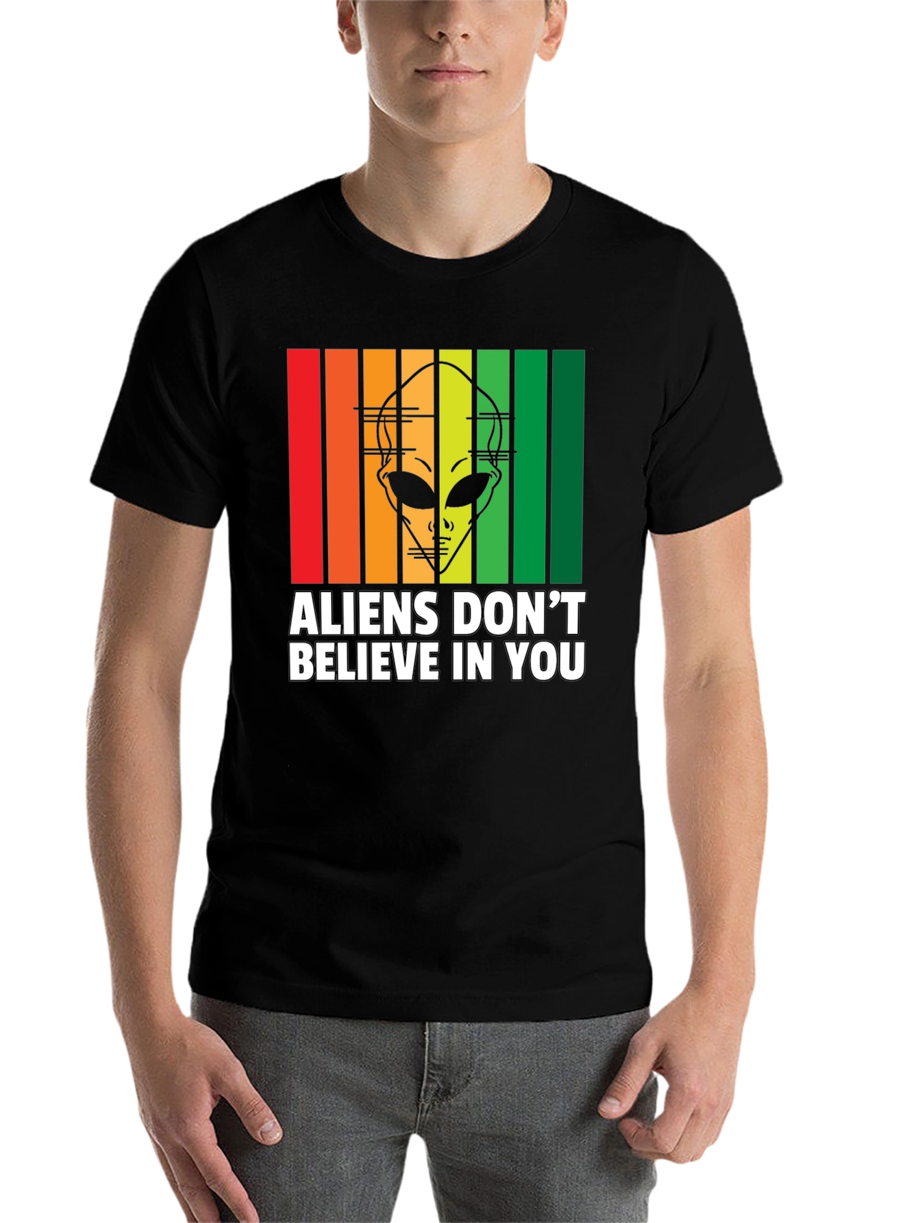 Black Aliens Don't Believe in You T-Shirt view 7