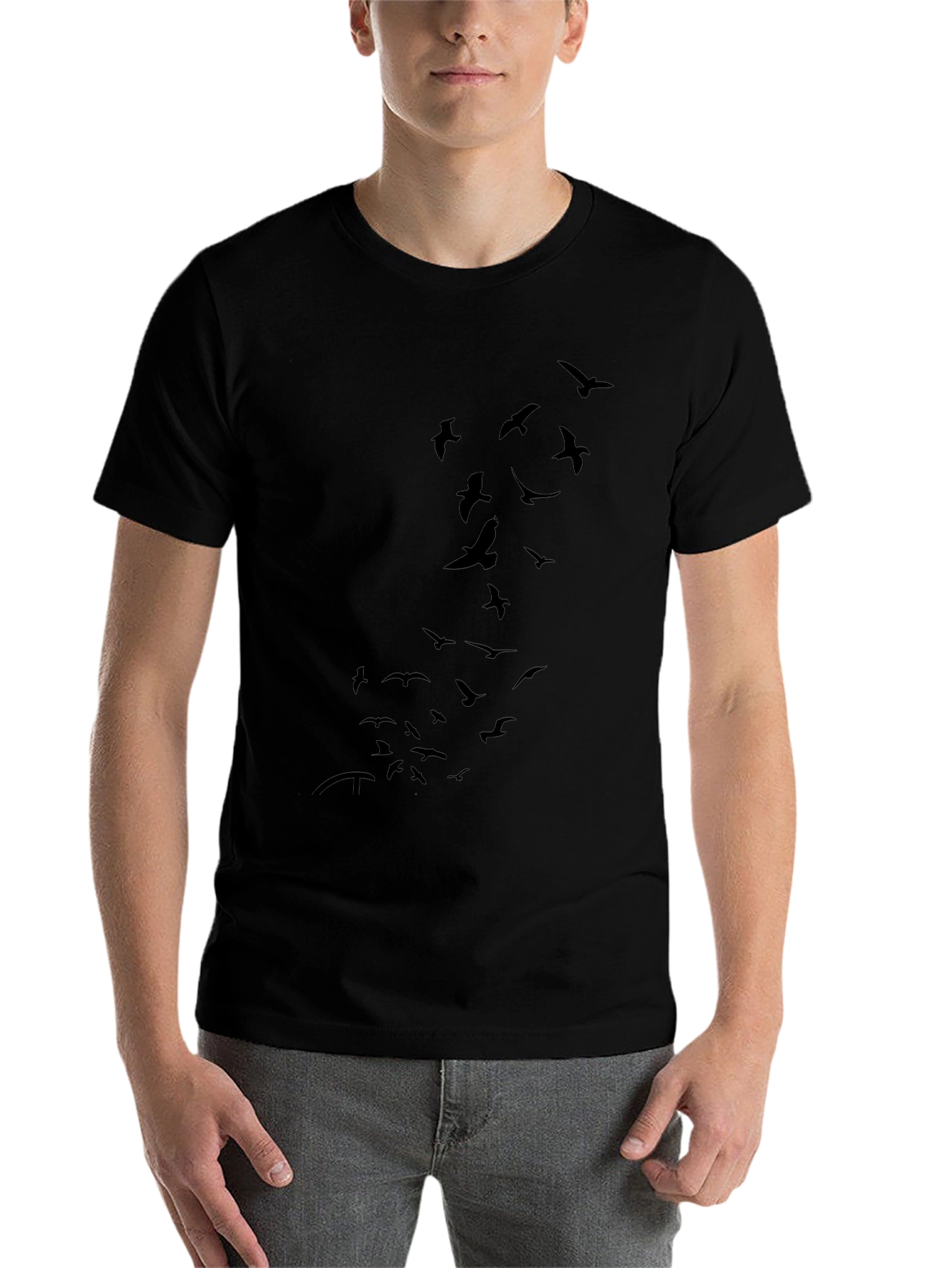 Black Black T-Shirt with Flying Bird Graphic view 7