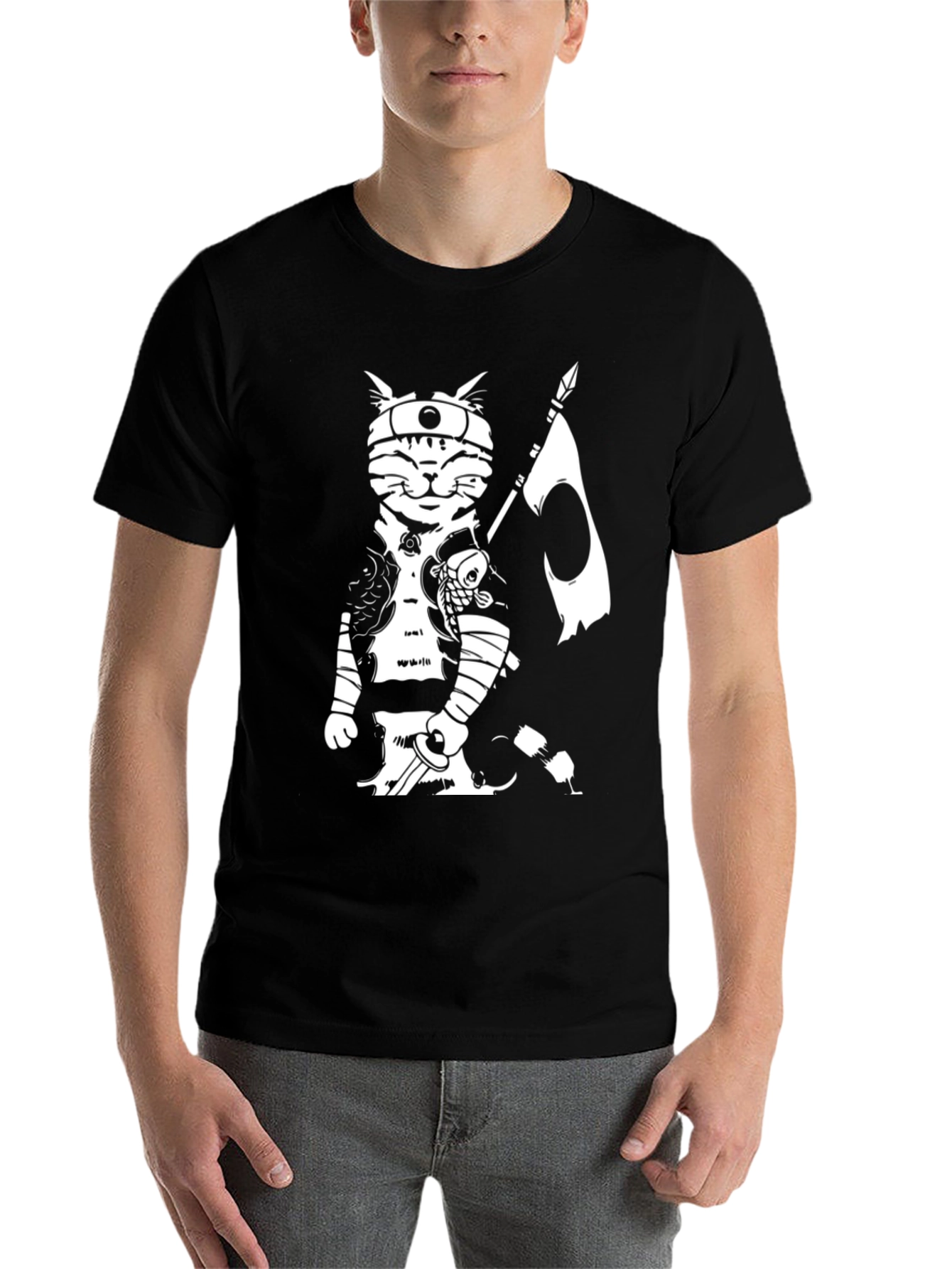 Black Ninja Cat Graphic Tee - Cool Novelty T-Shirt view 7