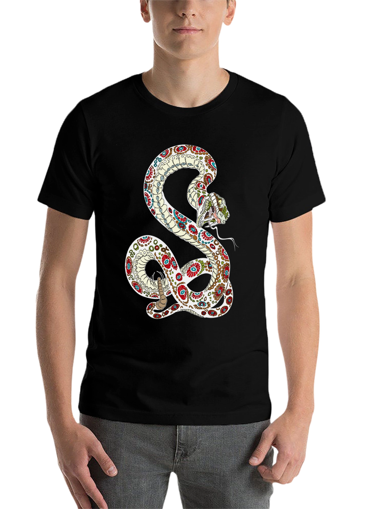 Black Sugar Skull Snake Graphic Tee view 7