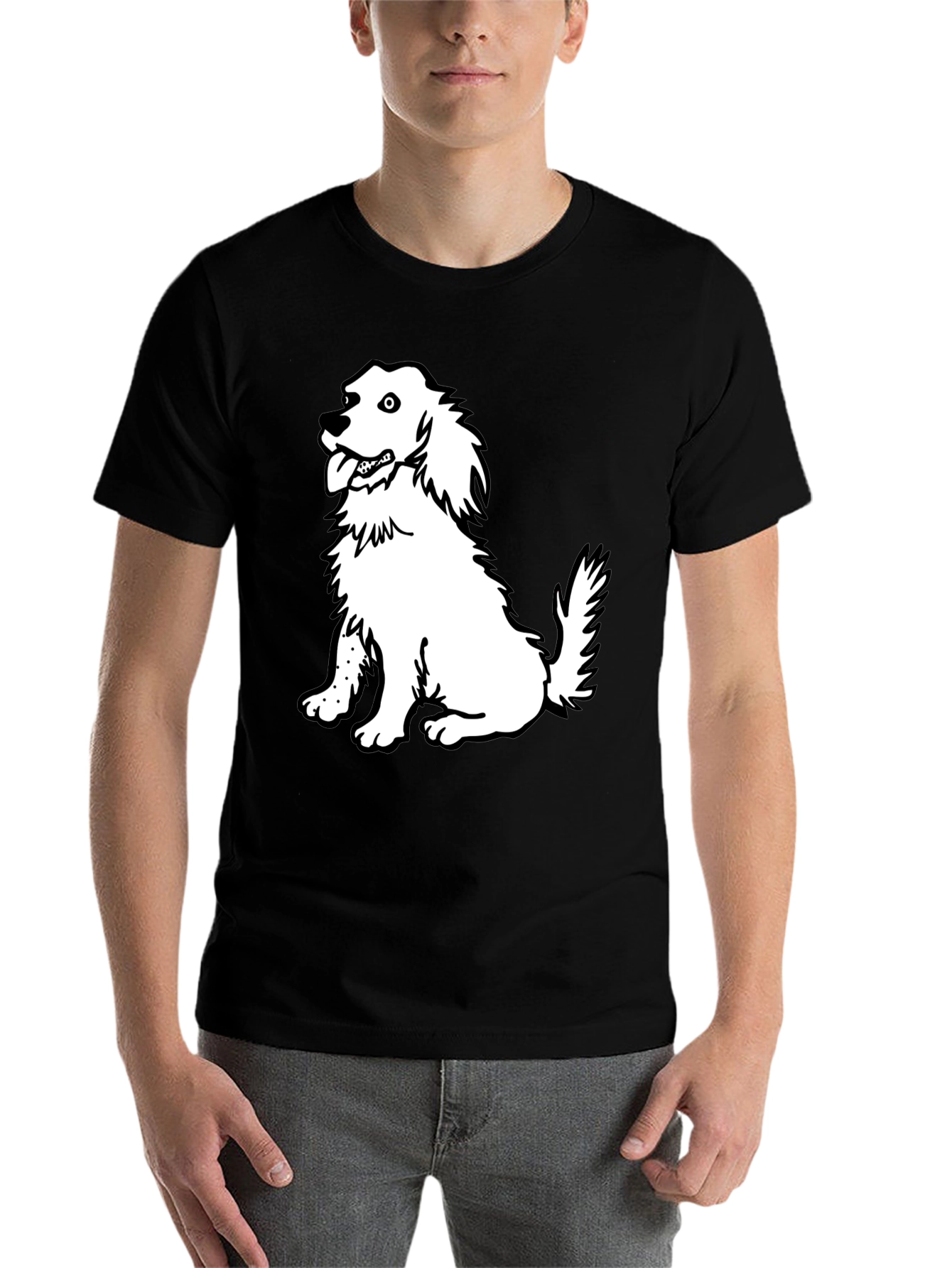 Black Dog Graphic Tee - Black Cotton Casual Shirt view 7