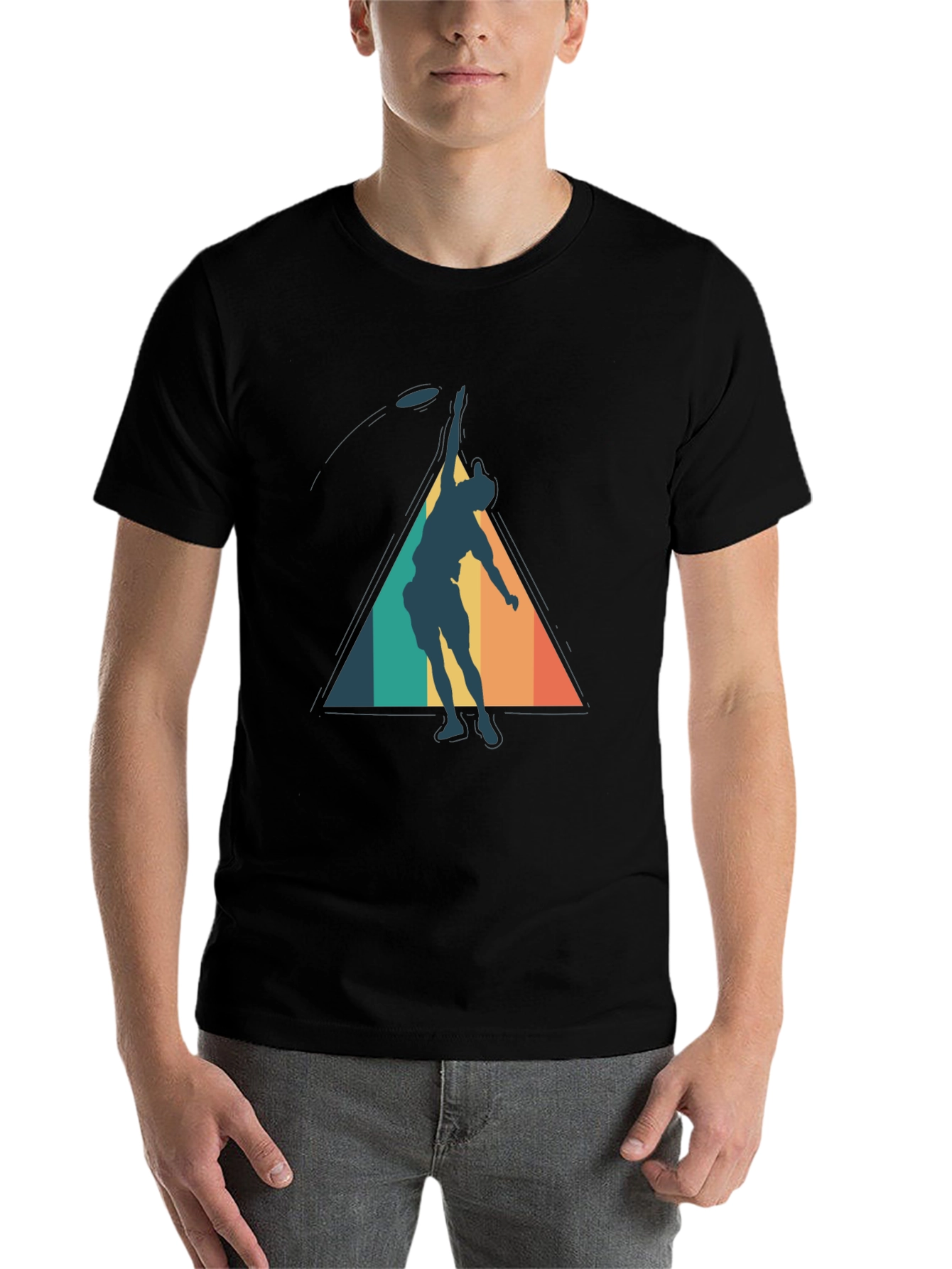 Black Retro Ultimate Frisbee Player Graphic Tee view 7