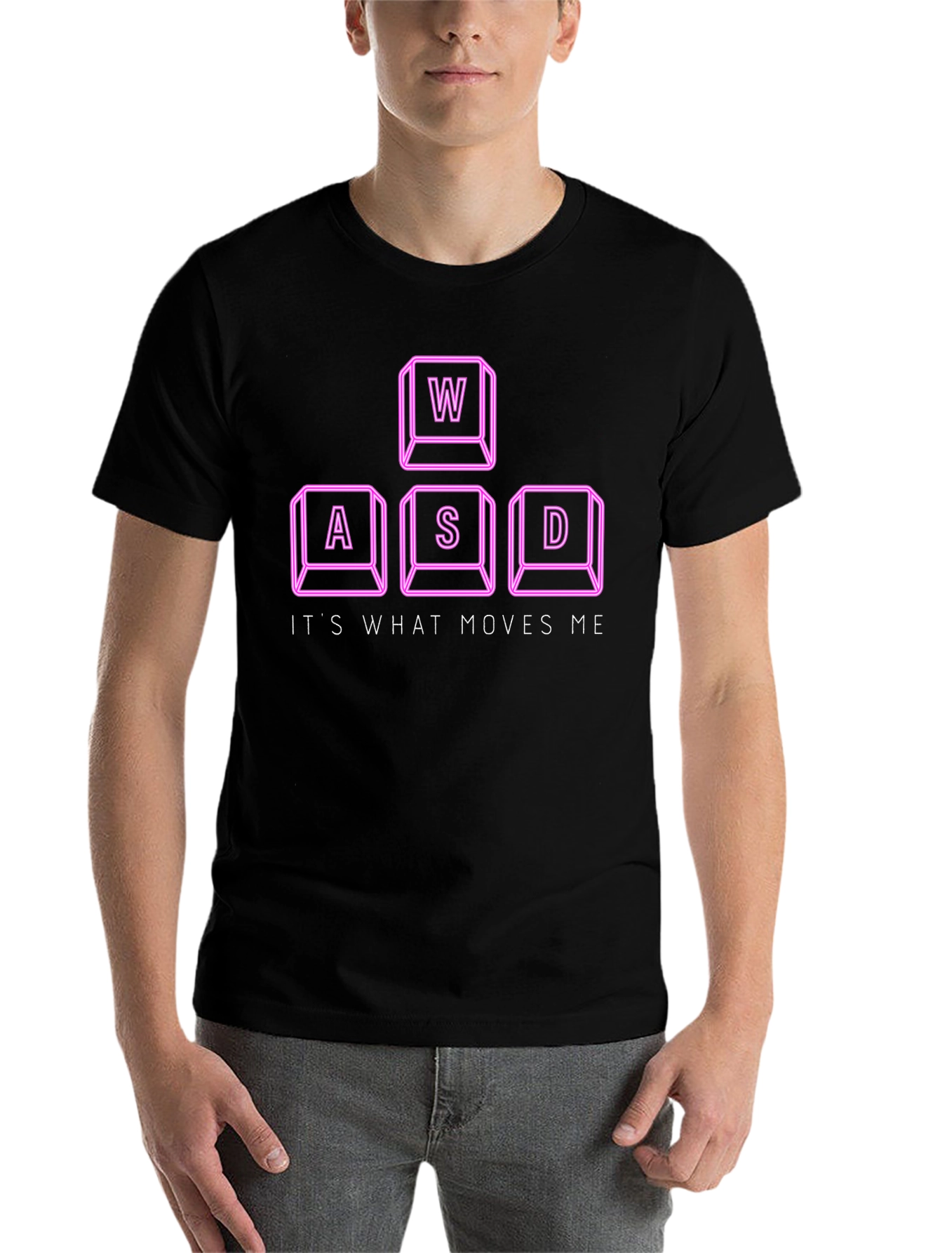 Black Gamer T-Shirt - WASD Keys Design view 7
