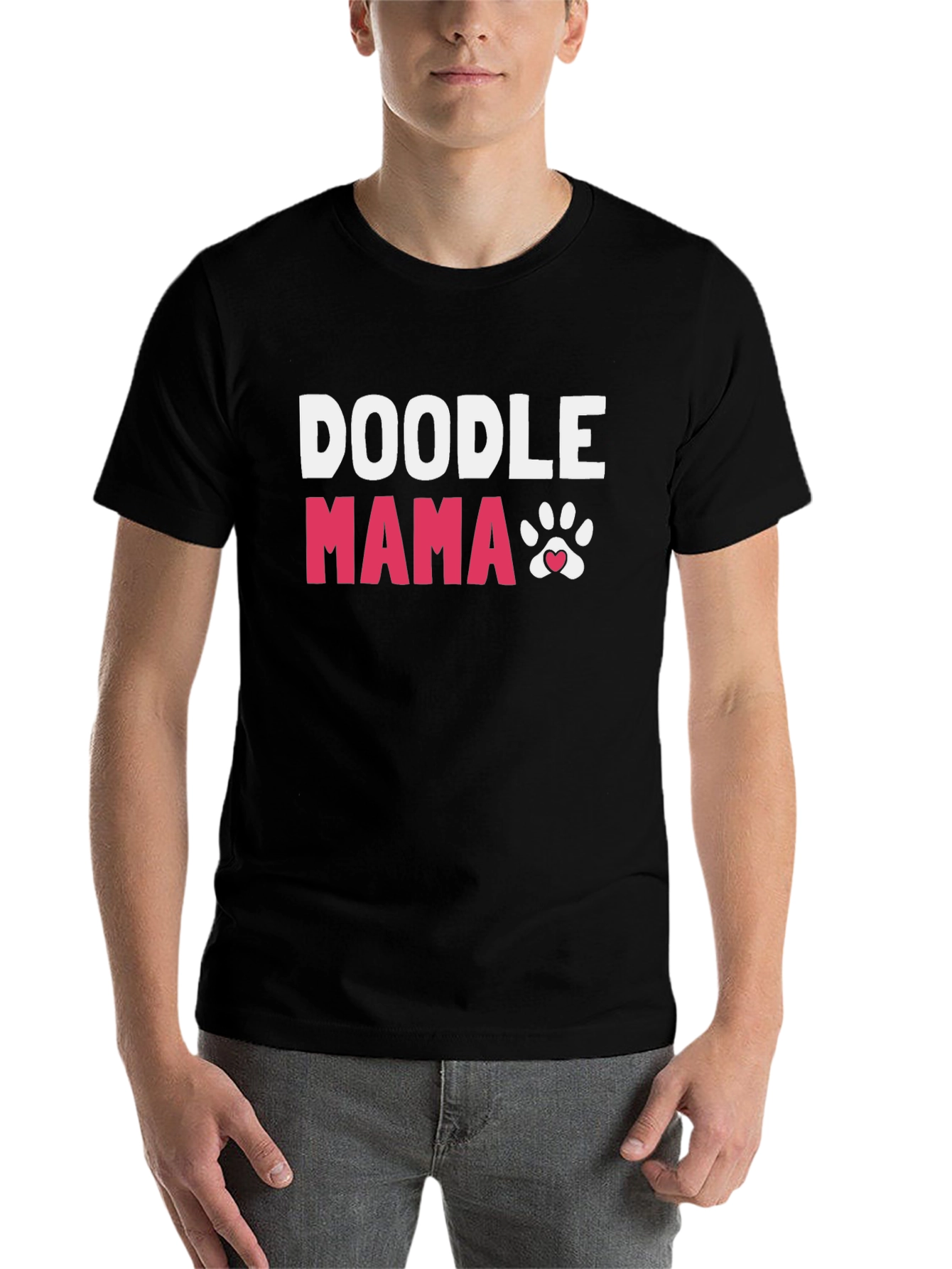 Black Doodle Mama Paw Print T-Shirt view 7