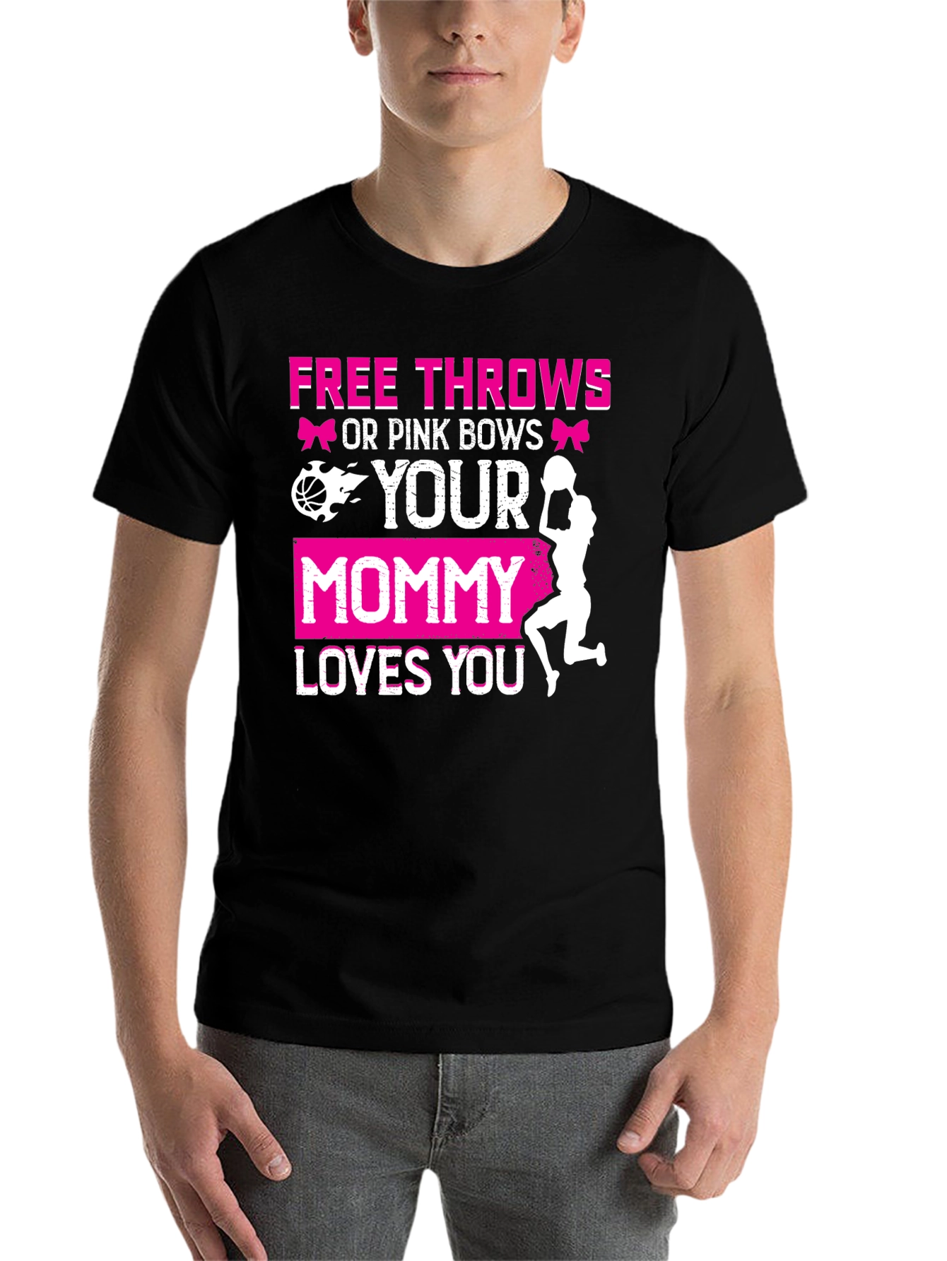 Black Free Throws or Pink Bows T-Shirt view 7