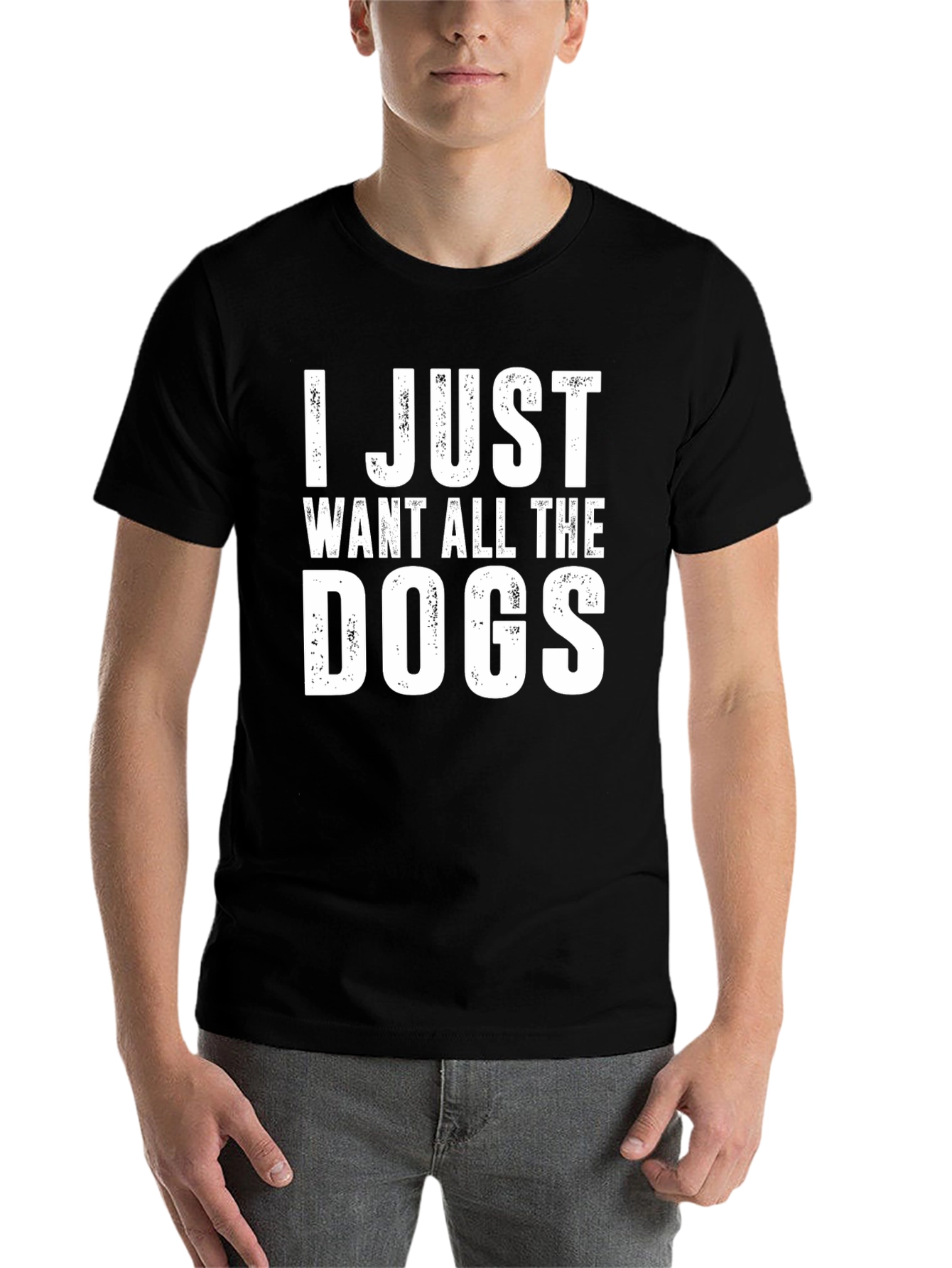 Black I Just Want All The Dogs T-Shirt - Unisex Cotton Tee view 7