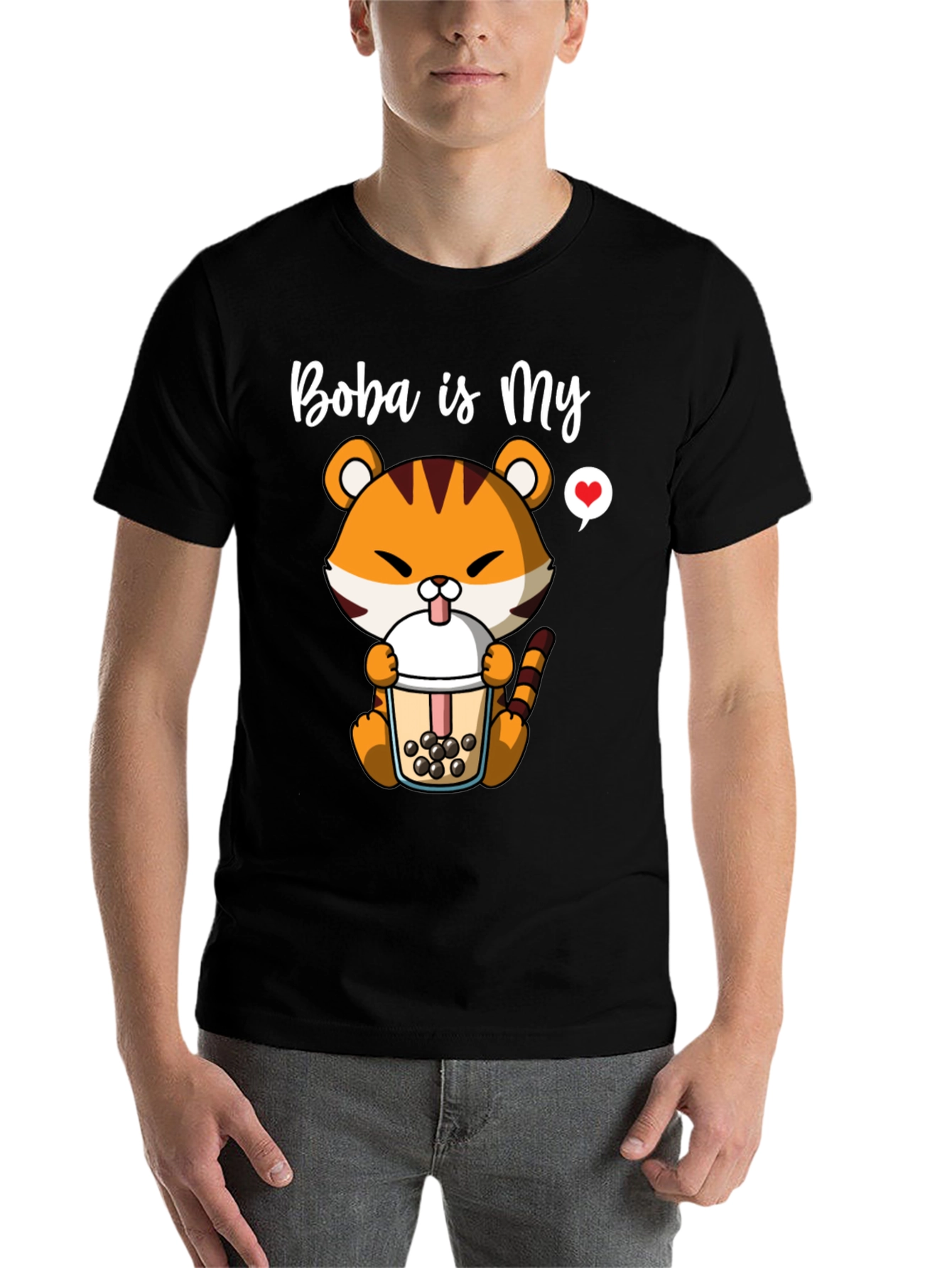 Black Boba is My Love T-Shirt - Cute Tiger Boba Tea Design view 7