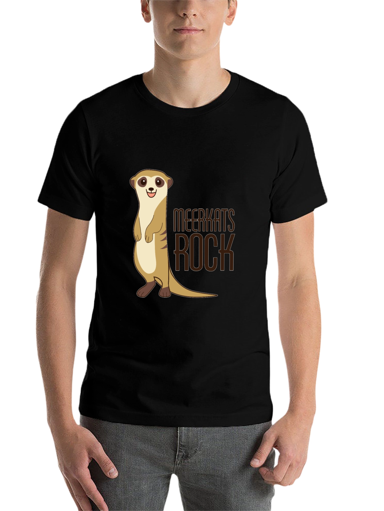 Black Meerkats Rock T-Shirt - Black Cotton Graphic Tee view 7