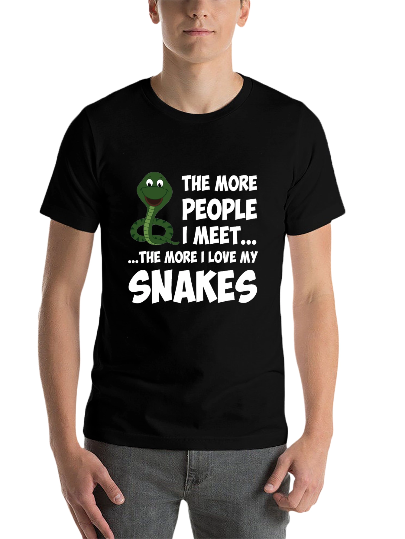 Black Funny Snake Lover T-Shirt: The More People I Meet... view 7