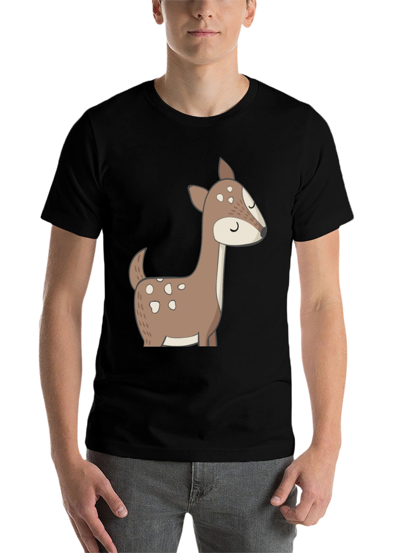 Black Cute Deer Graphic Tee - Black T-Shirt view 7