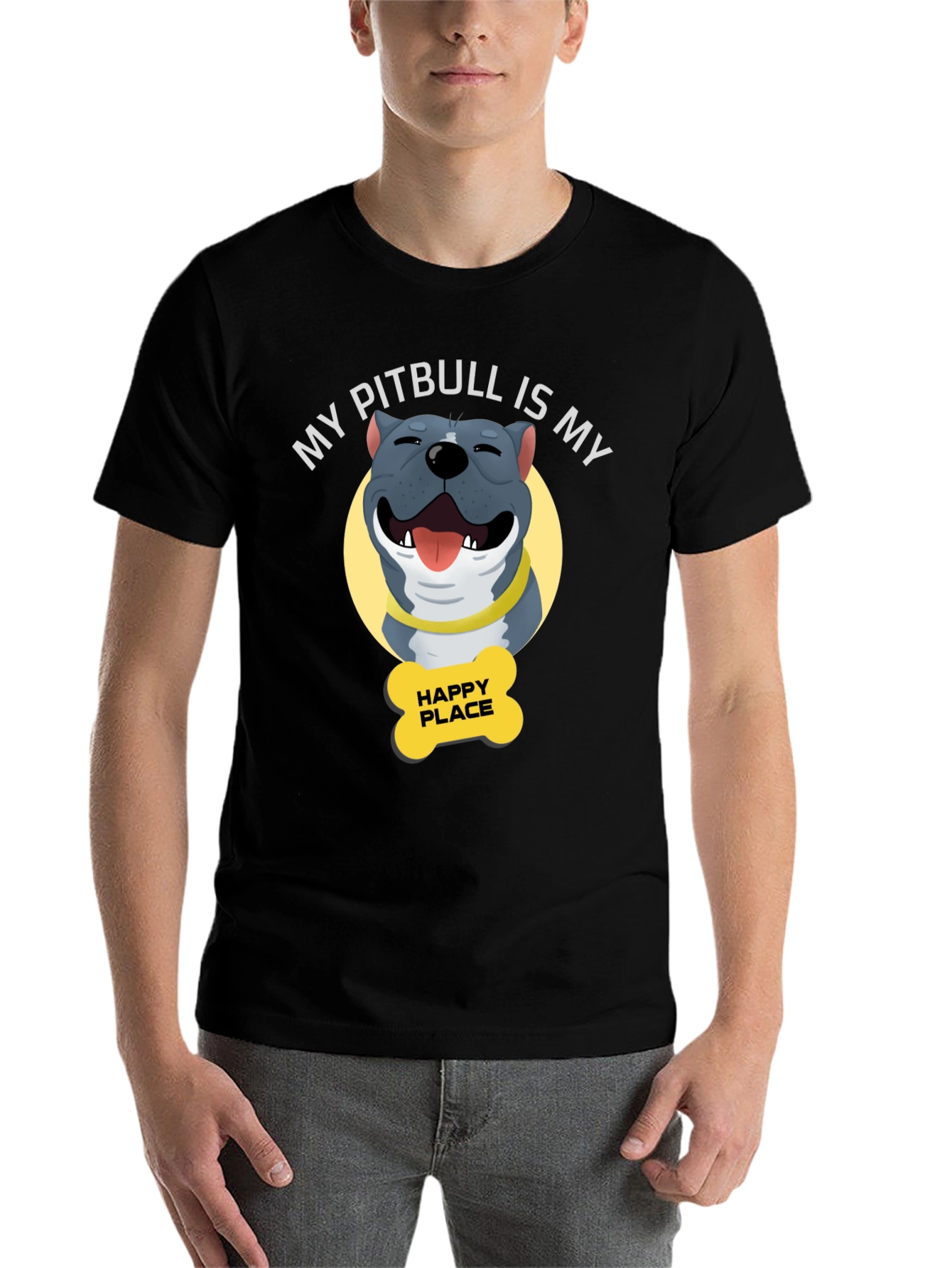 Black My Pitbull is My Happy Place T-Shirt view 7