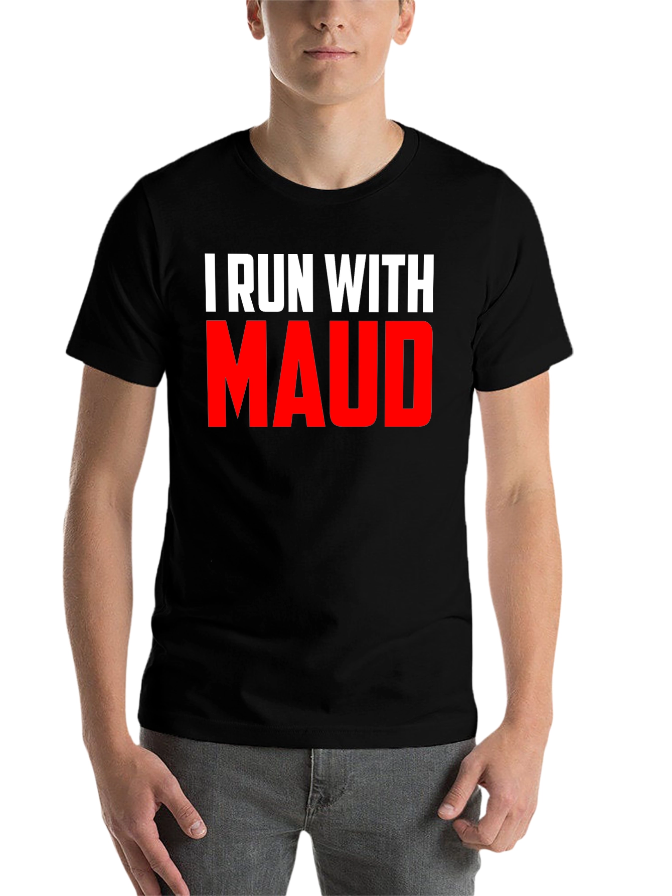 Black I Run With Maud Graphic Tee - Black Cotton T-Shirt view 7
