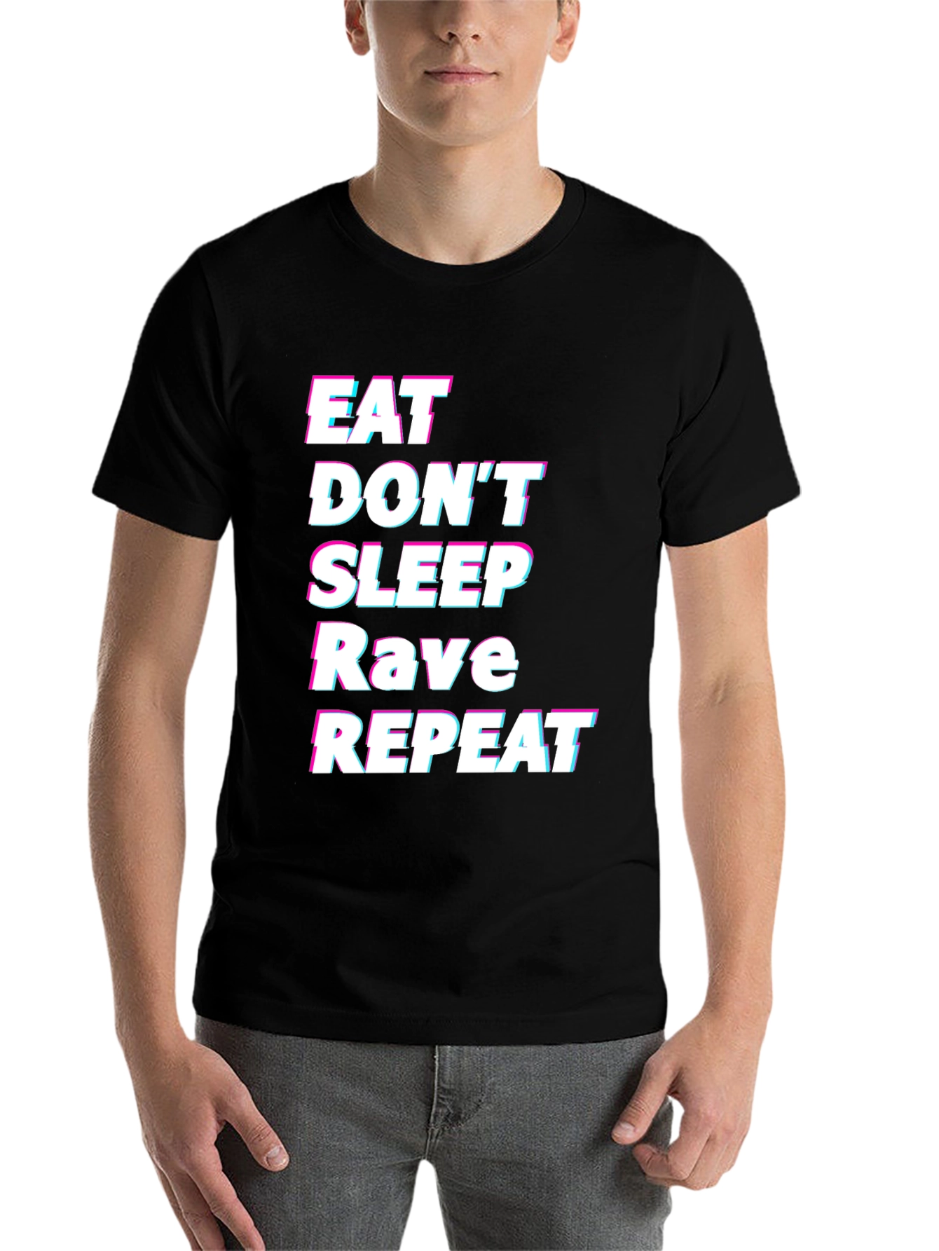 Black Eat Sleep Rave Repeat Graphic Tee view 7