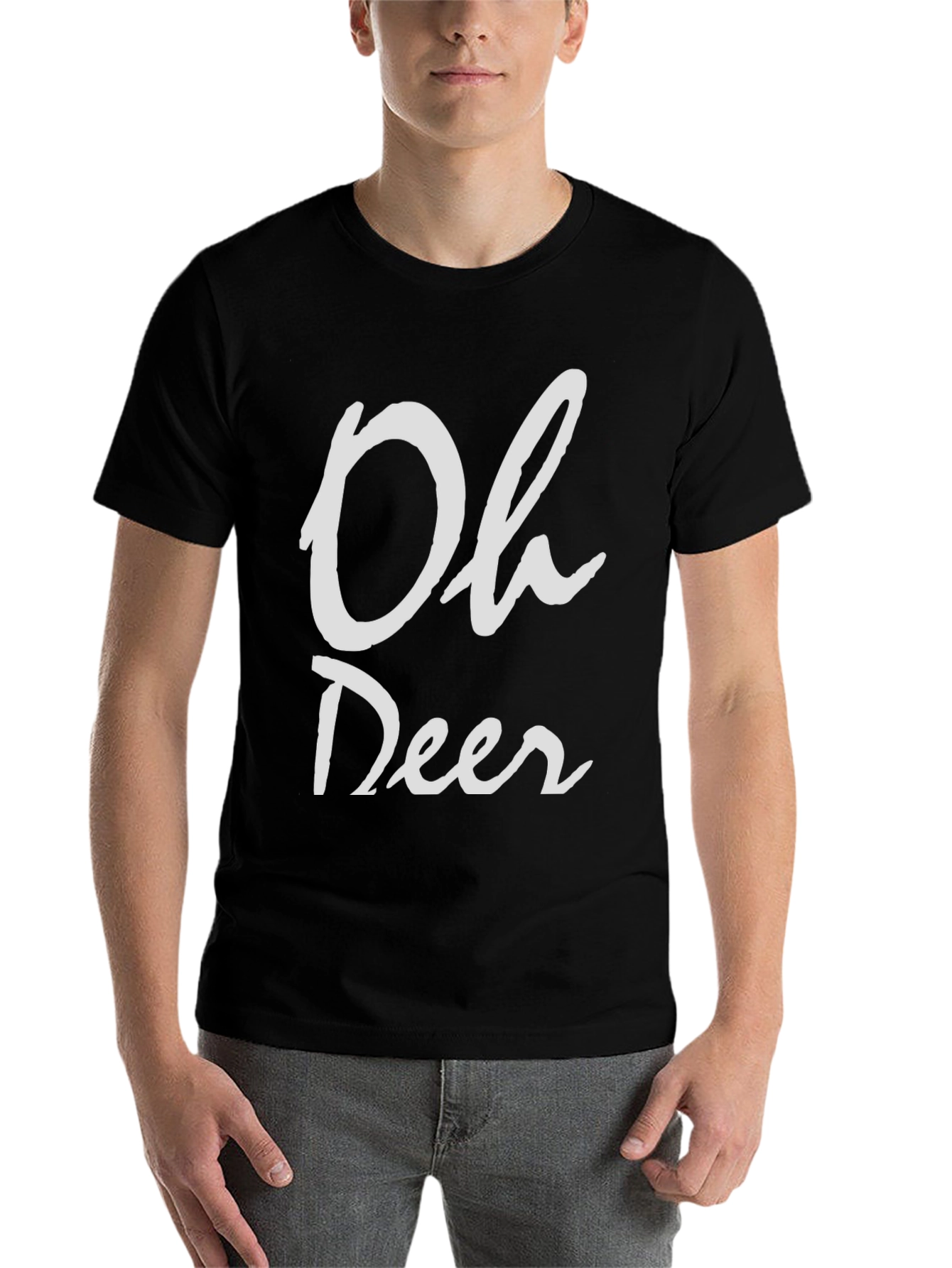 Black Oh Deer T-Shirt - Funny Graphic Tee view 7