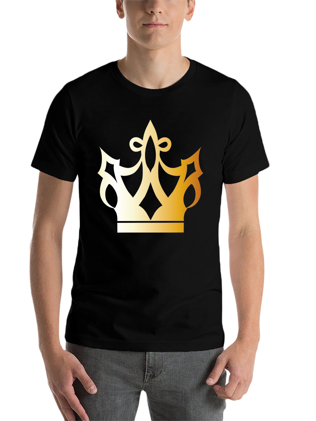 Black Golden Crown Graphic Black T-Shirt view 7