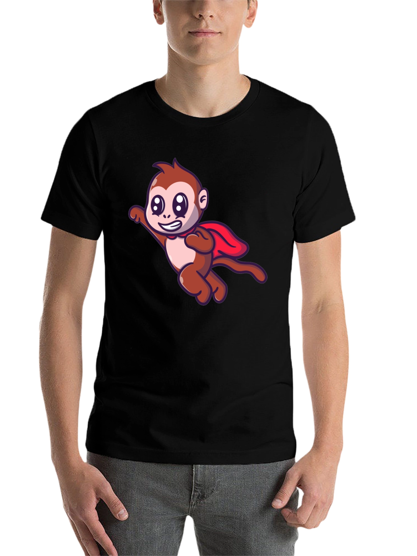 Black Superhero Monkey Black T-Shirt view 7