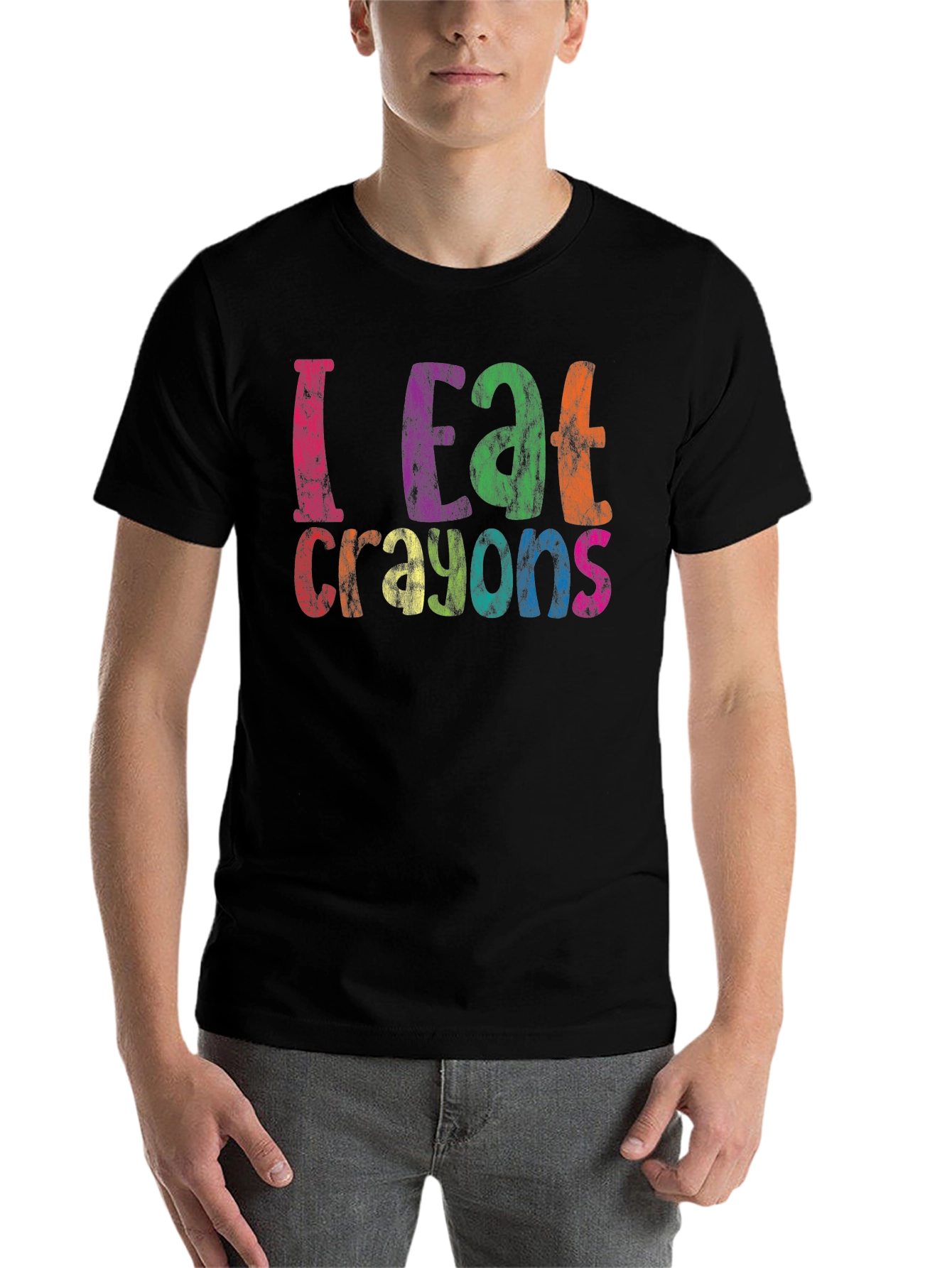 Black I Eat Crayons Funny Graphic Tee view 7