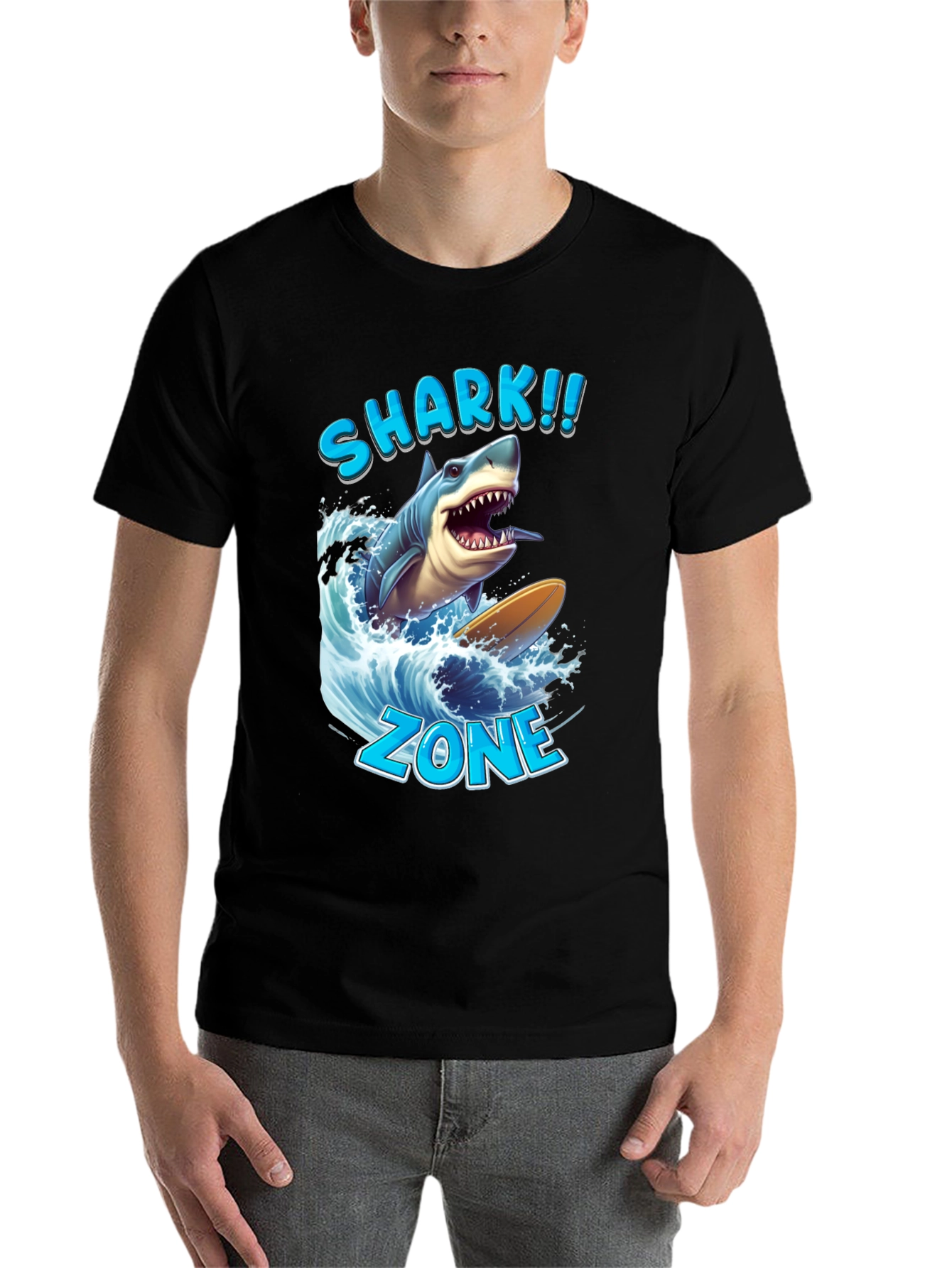 Shark Zone Graphic Tee - Surfing Shark Design - 7