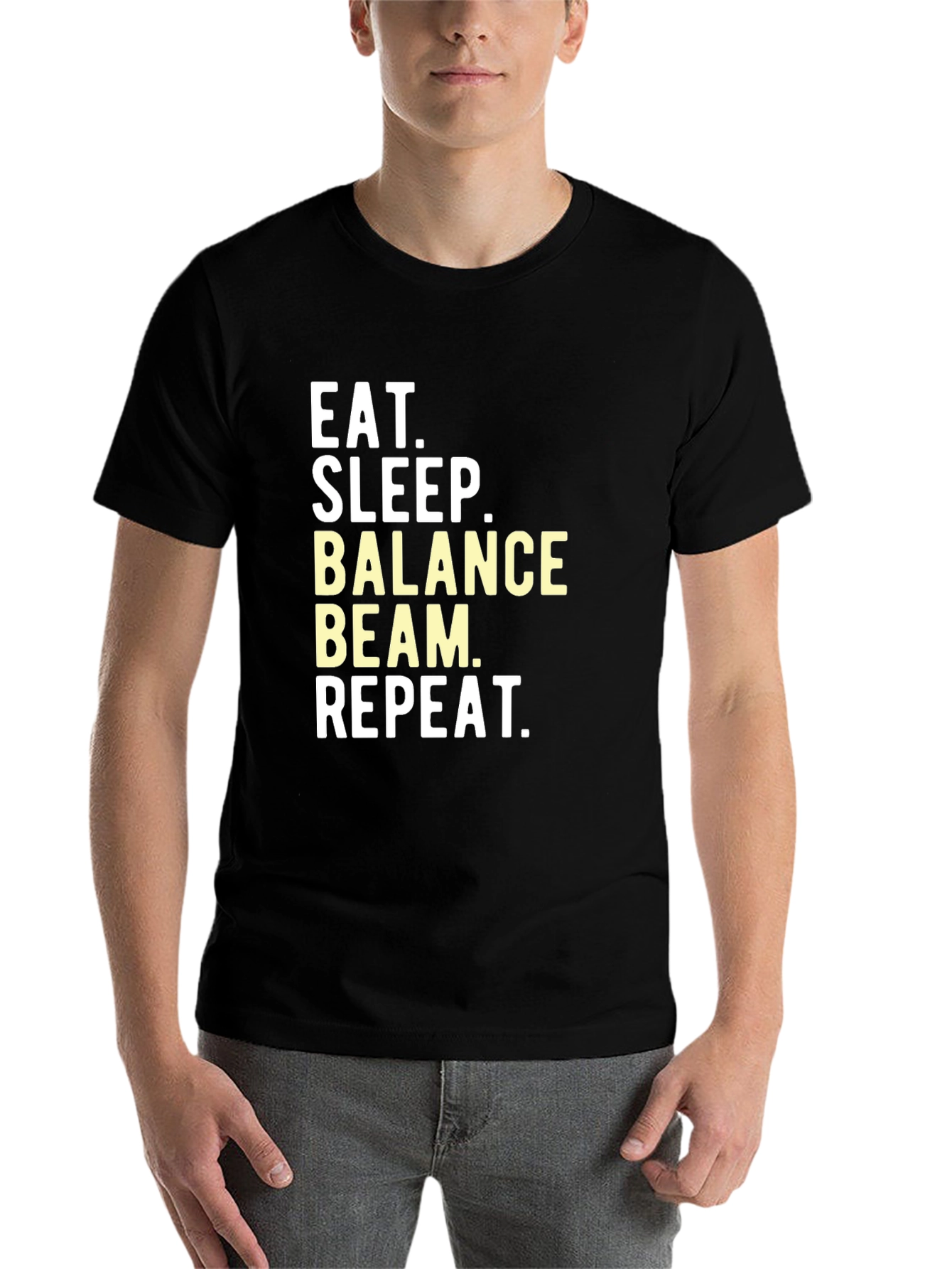 Black Eat, Sleep, Balance Beam, Repeat T-Shirt view 7