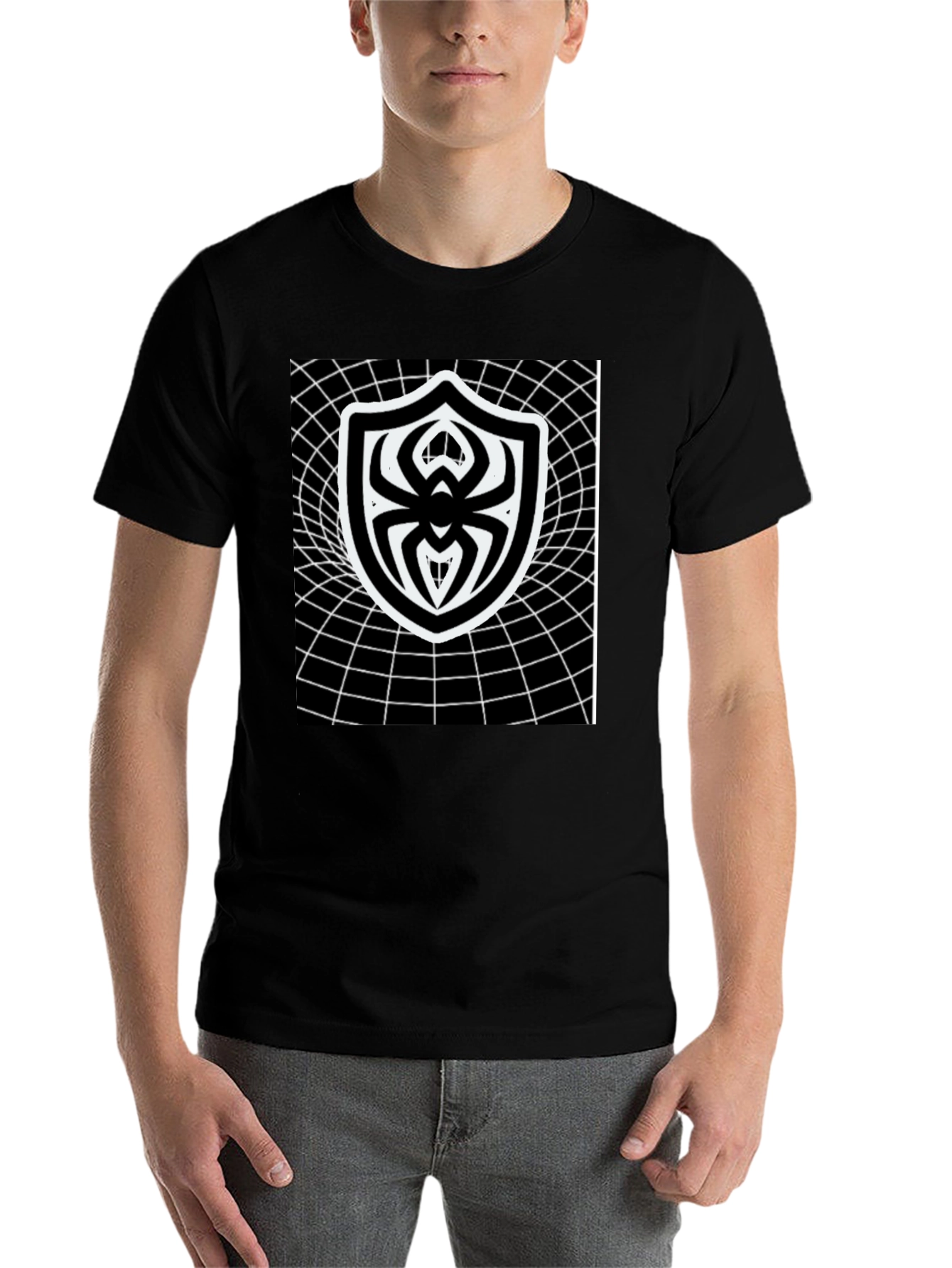 Black Spider Shield Black T-Shirt view 7