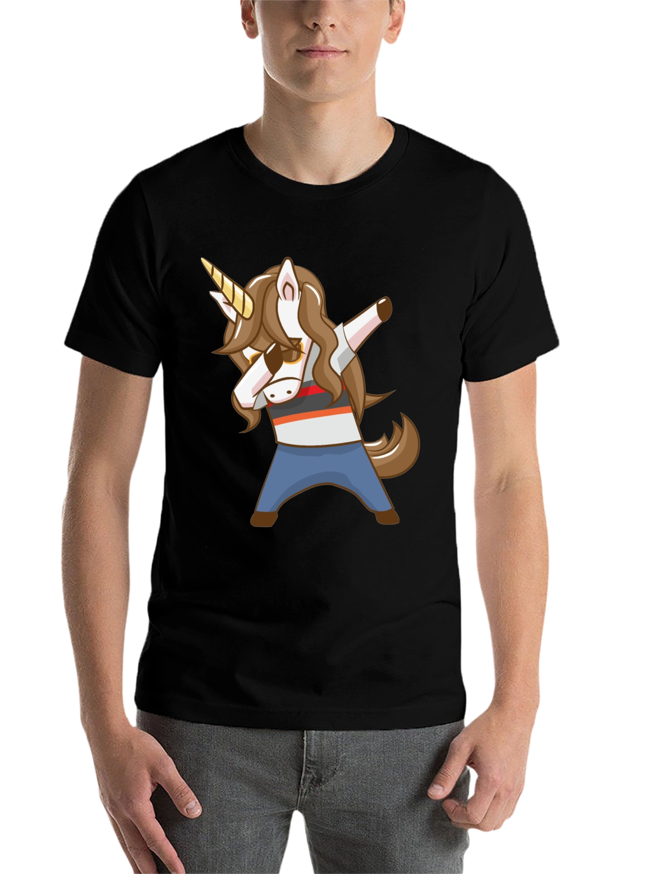 Black Dabbing Unicorn Graphic T-Shirt view 7