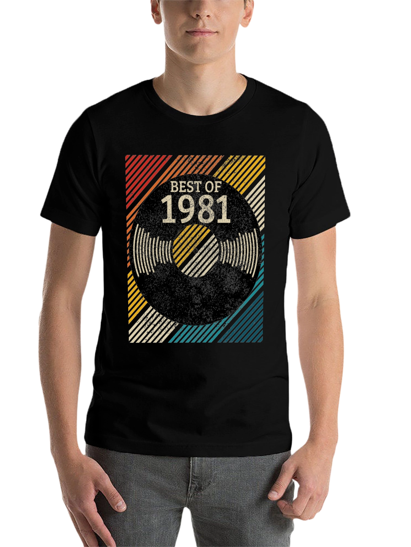 Black Best of 1981 Retro Vinyl T-Shirt view 7