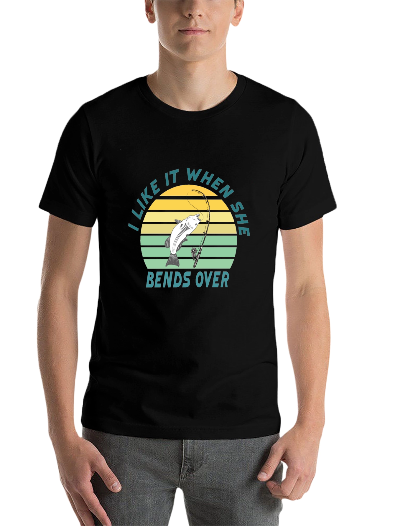Black Fishing Humor T-Shirt - I Like It When She Bends Over view 7