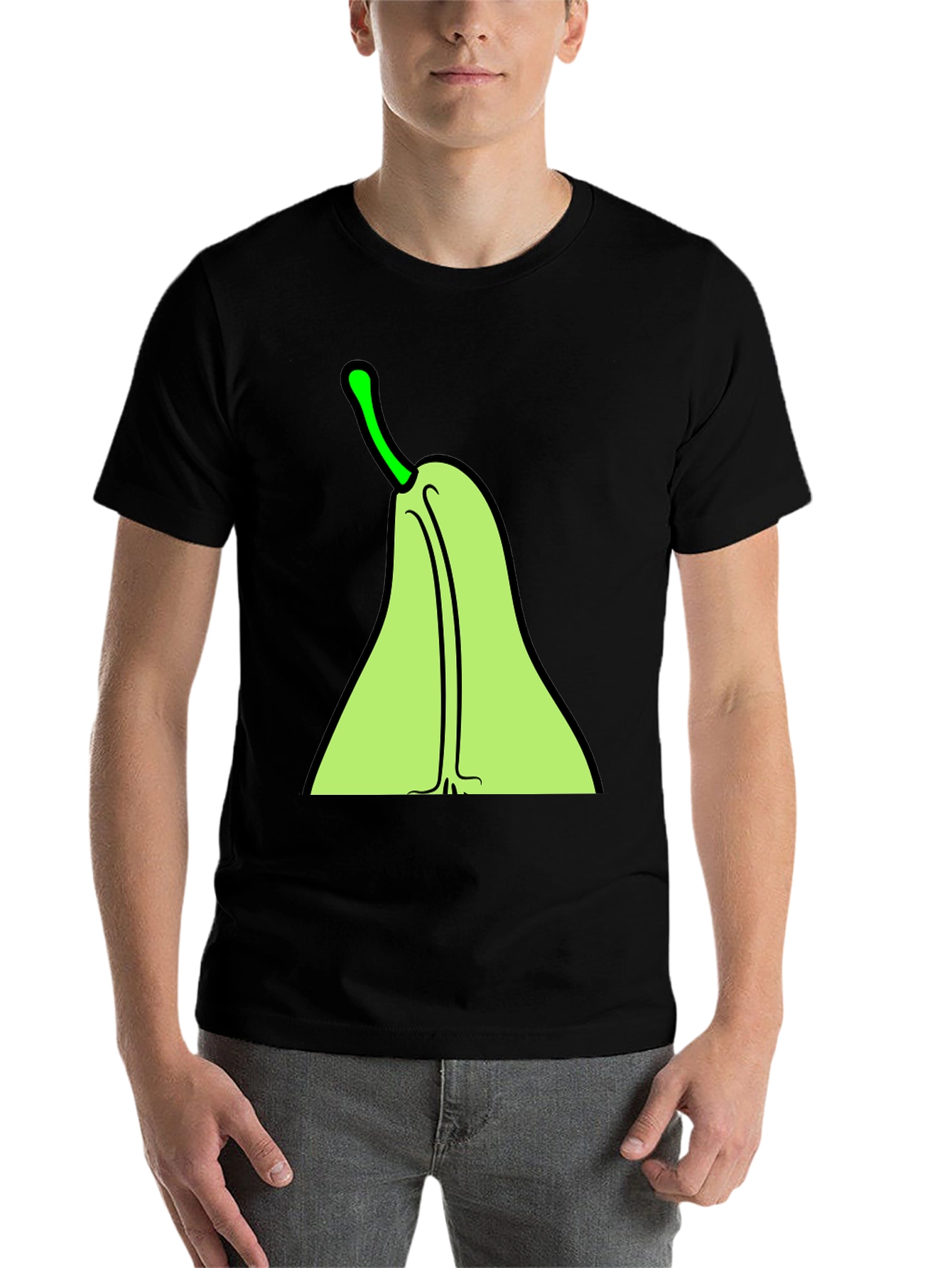 Black Pear Graphic Tee - Quirky Fruit T-Shirt view 7