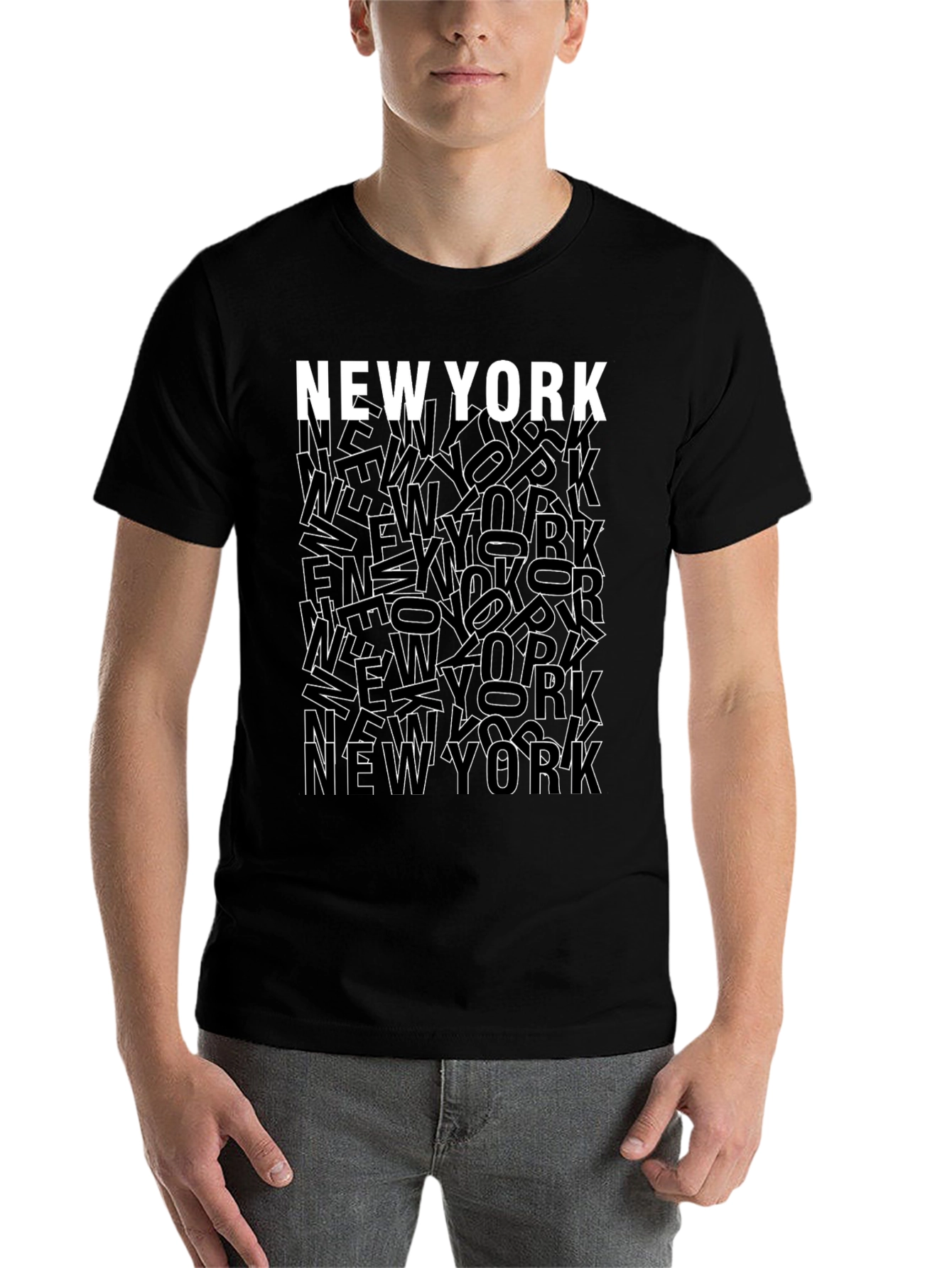 Black New York City Graphic Print Crew Neck T-Shirt view 7