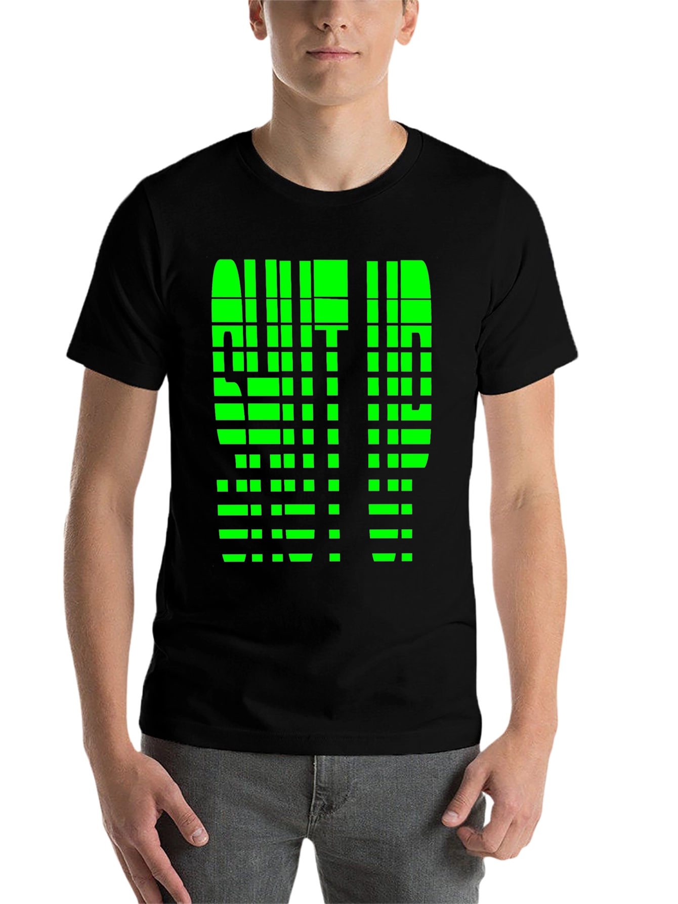 Black Geometric Pixelated Graphic Tee - Shut Up view 7