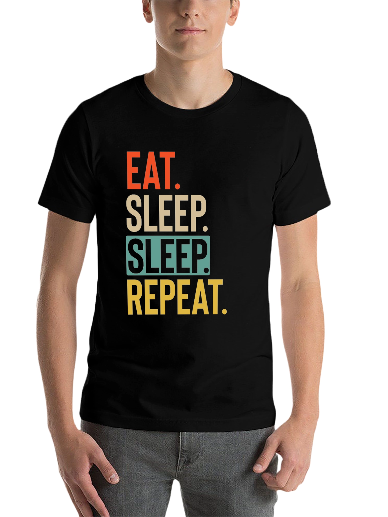 Black Eat Sleep Repeat Graphic T-Shirt view 7