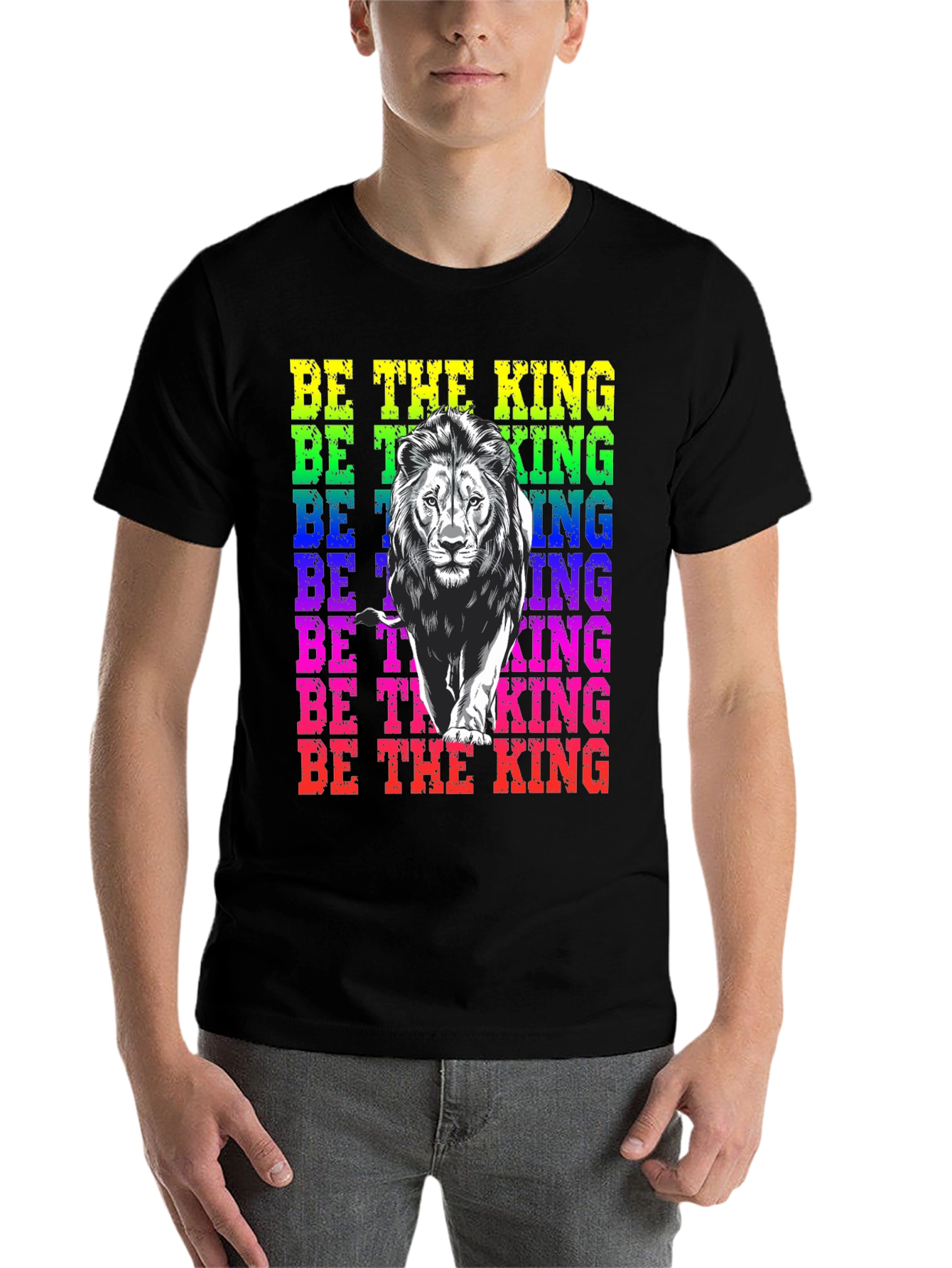Black Be the King Lion Graphic Tee - Men's Black T-Shirt view 7
