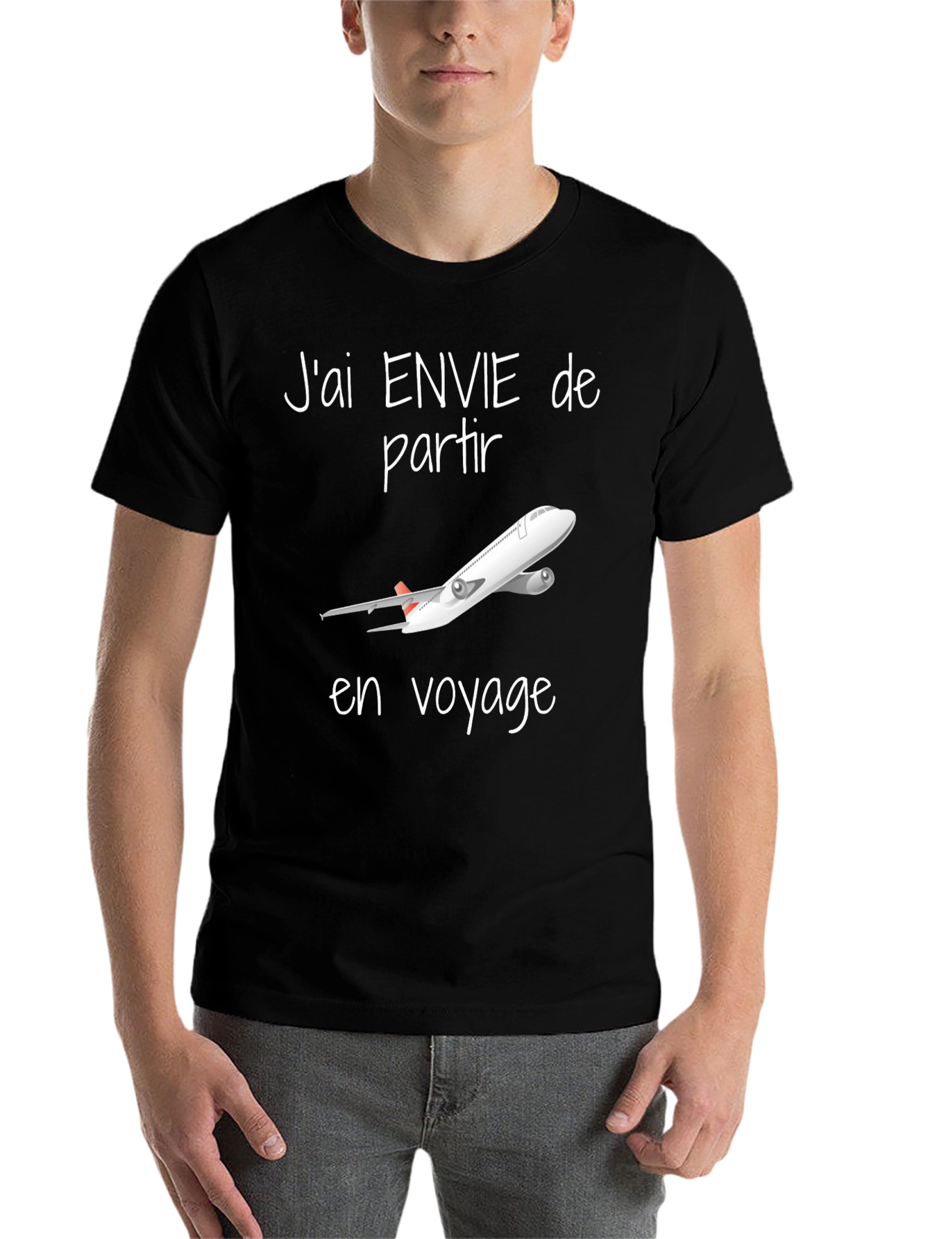 Black Travel T-Shirt - "J'ai envie de partir en voyage" view 7