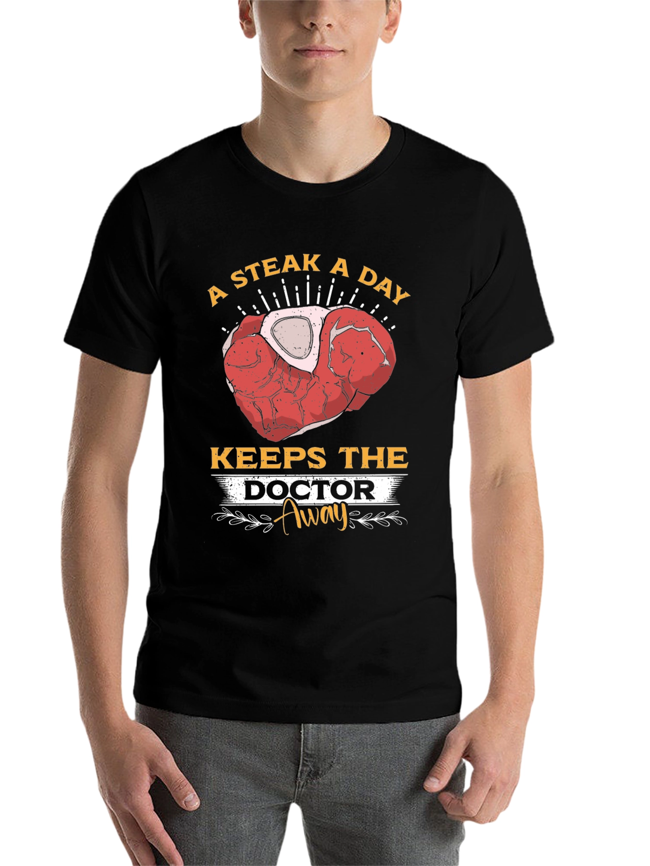 Black Steak A Day Keeps The Doctor Away T-Shirt view 7