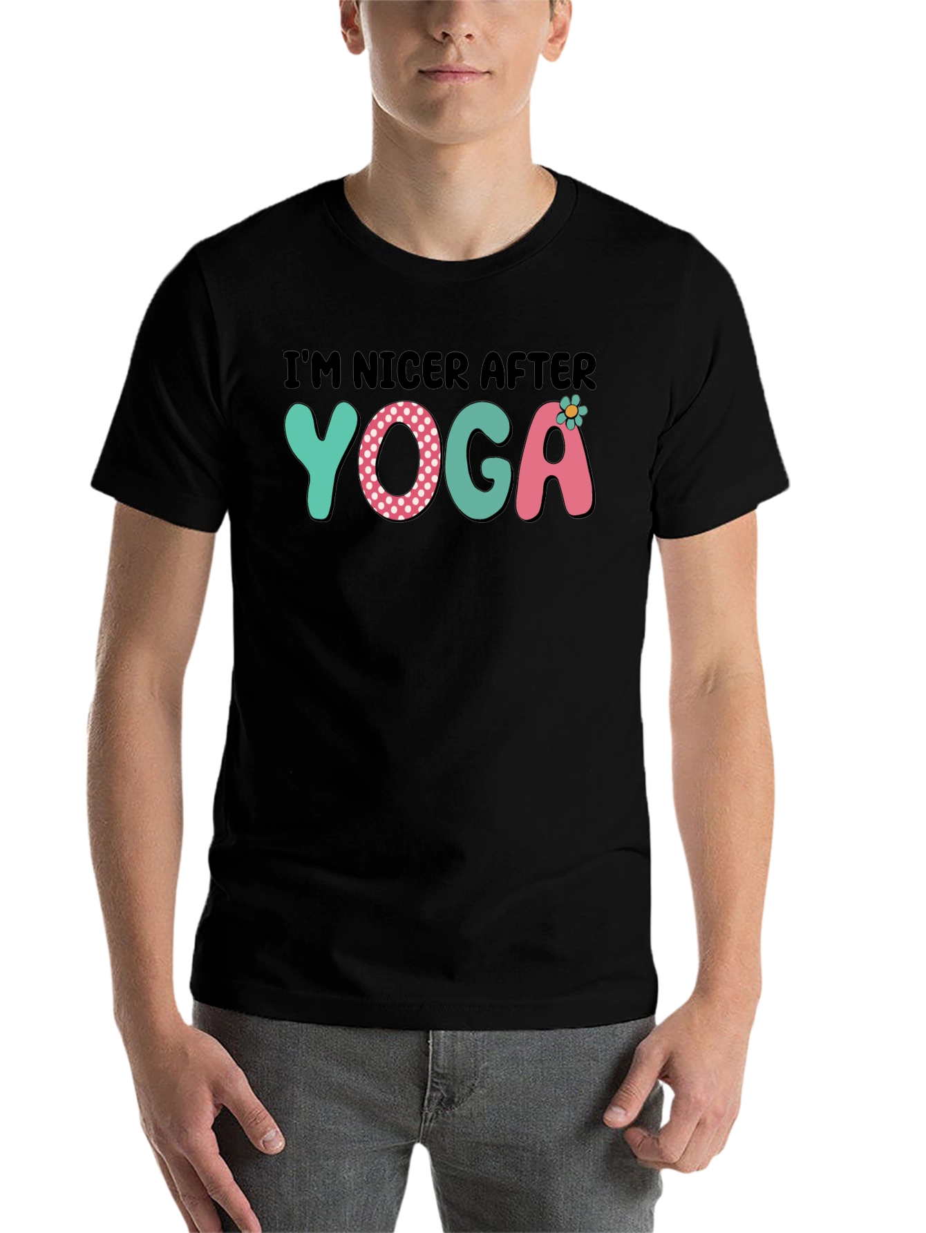 Black I'm Nicer After Yoga Graphic Tee view 7